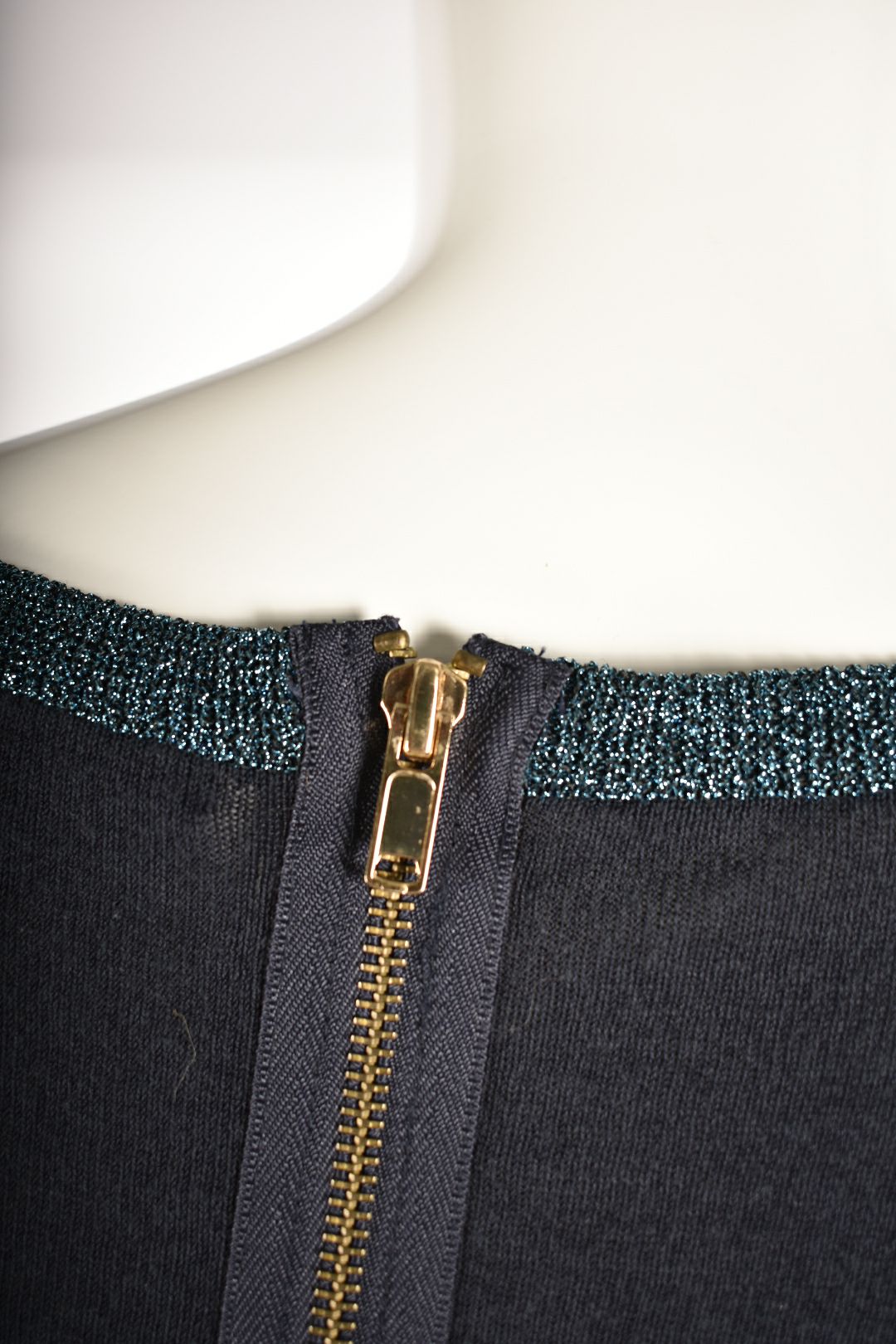 MARC BY MARC JACOBS Navy Sheer Ruffle Collar Top