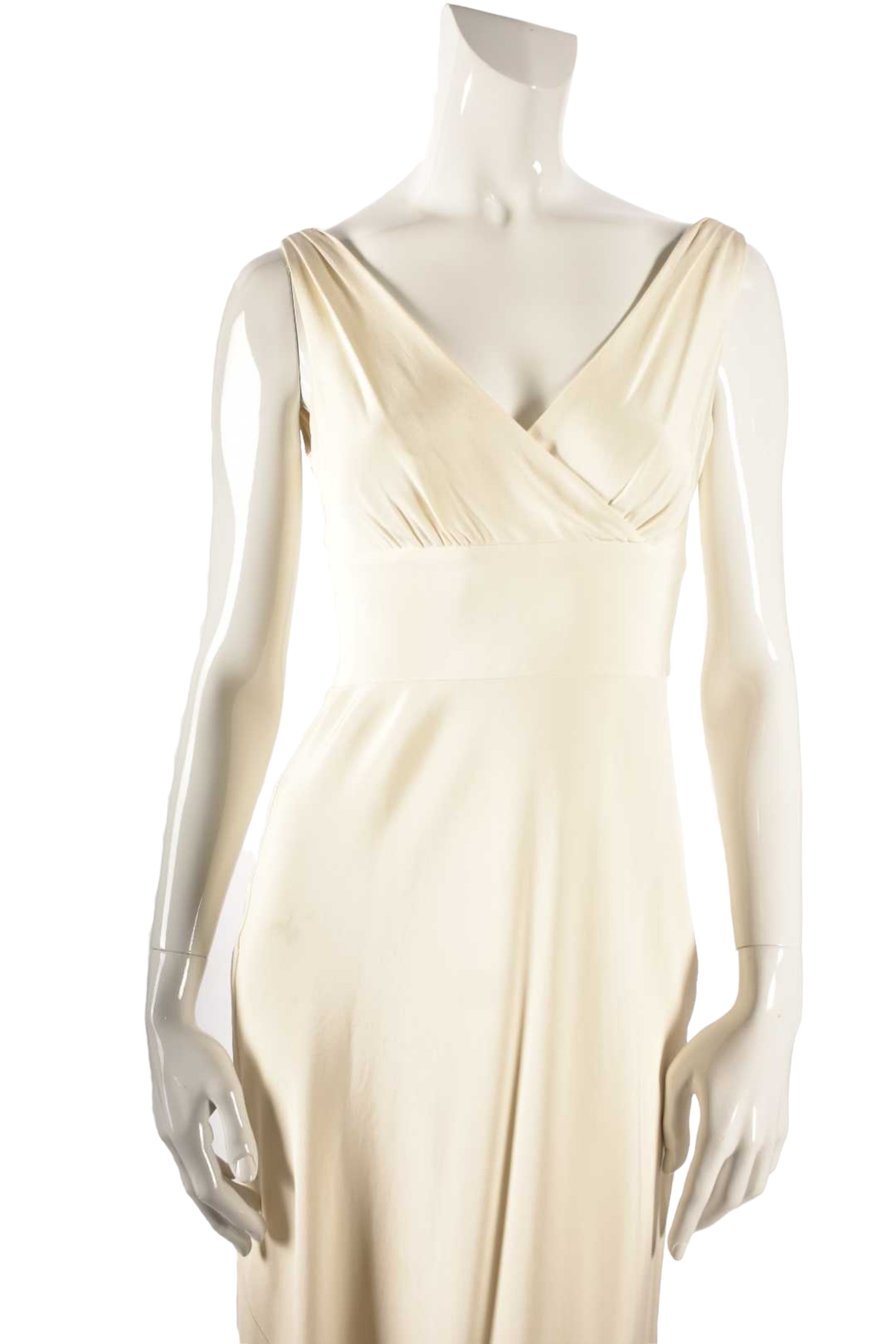 2000s J.CREW Ecru Cream Silk Sophia Floor Length Gown 0US Small