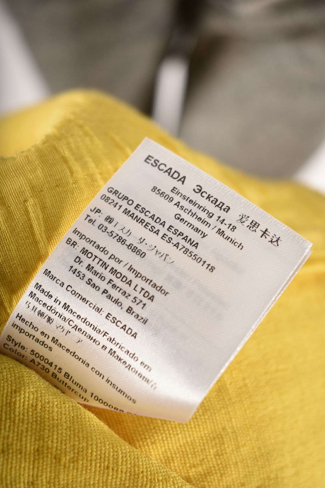 ESCADA Yellow Cotton Blend Seersucker Unlined Summer Blazer 38EU Large