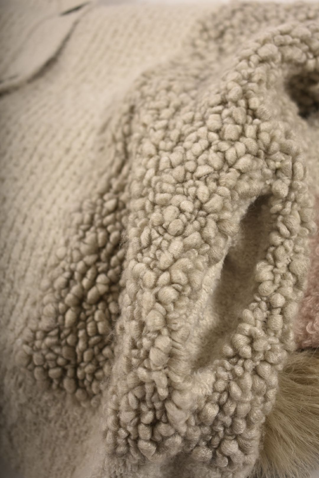 STELLA MCCARTNEY Beige Pink Faux Fur Patchwork Cardigan 38EU Small