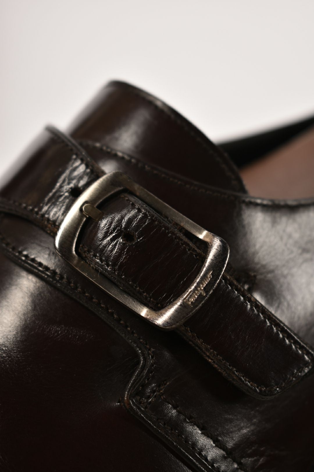 SALVATORE FERRAGAMO Brown Leather Single Monkstrap Oxford Dress Shoes 11EE Italy