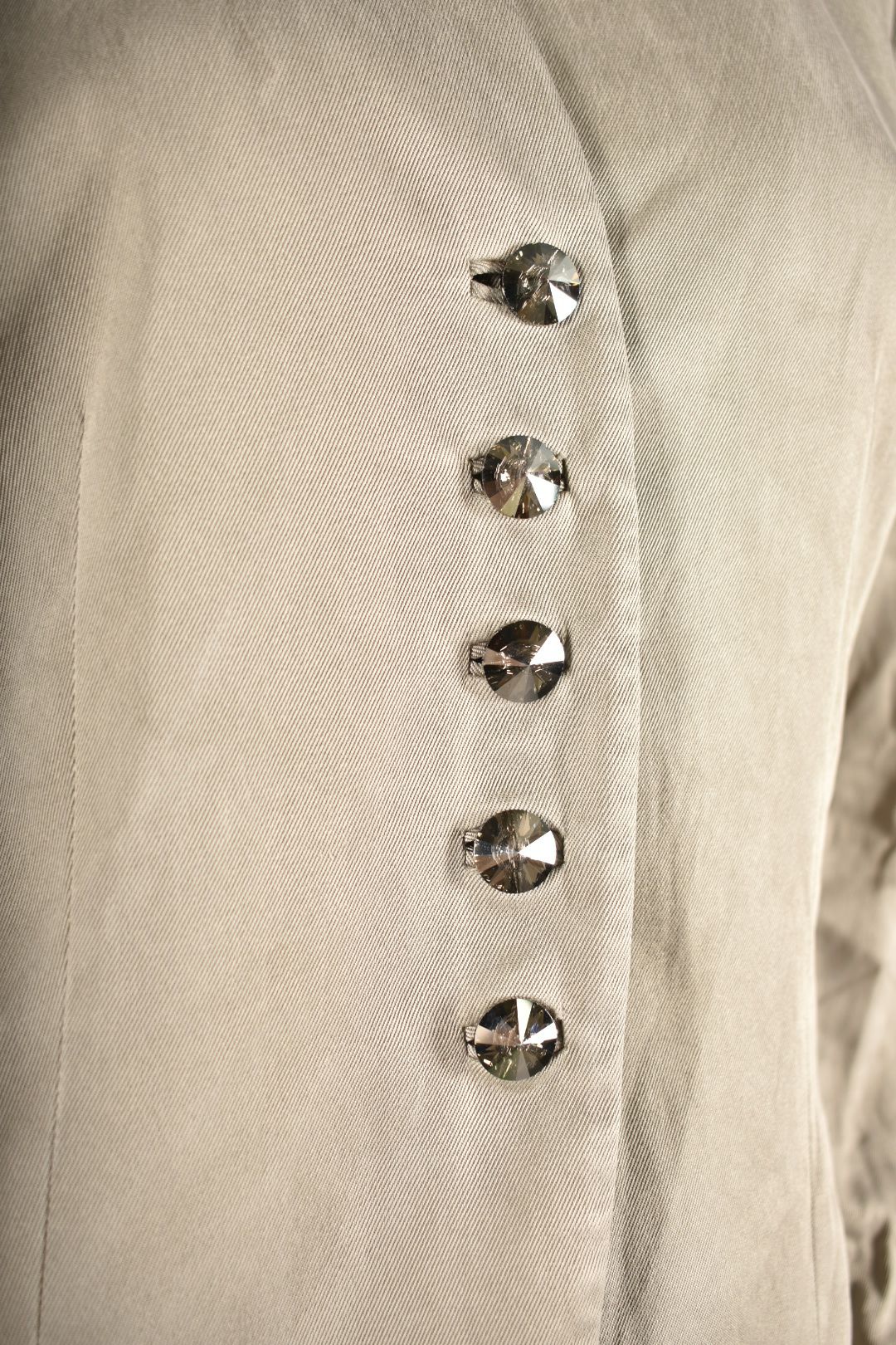 AKRIS Champagne Beige Silk Jewelled Crystal Button Blazer 10US