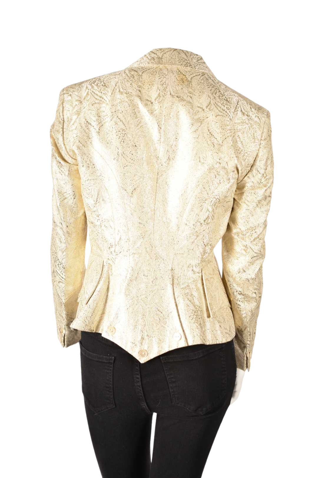Luxe ANTONIO BERARDI Gold Ivory Sparkle Jacquard Foil Jacket 42EU 4US Italy