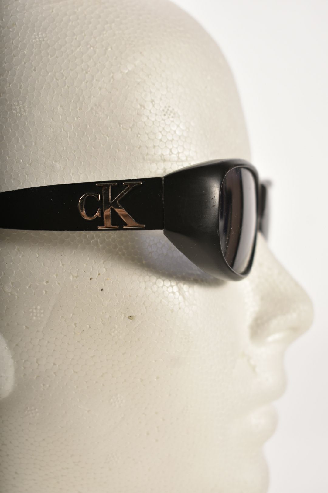 2000s CALVIN KLEIN Black Metal CK1000 Blue Lens Sunglasses Japan