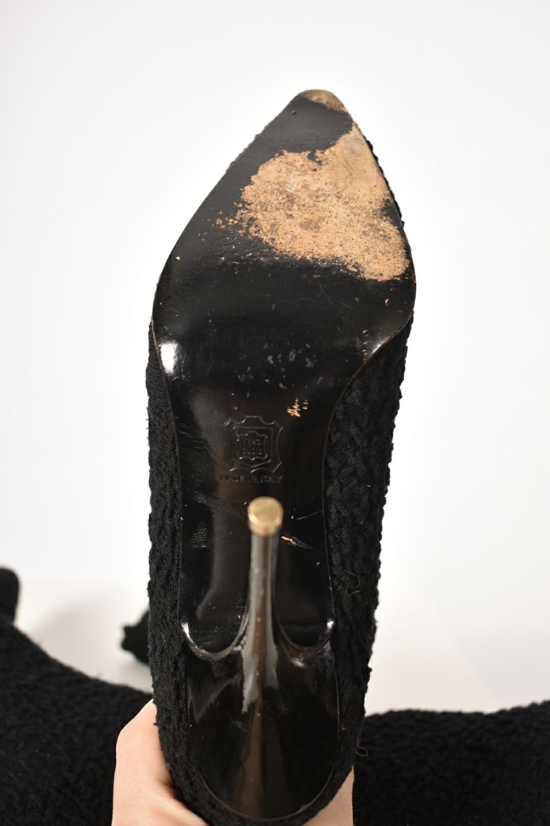 1990s HERVE LEGER Black Wool Knit Sock Stiletto Boots 39EU (9US) Italy