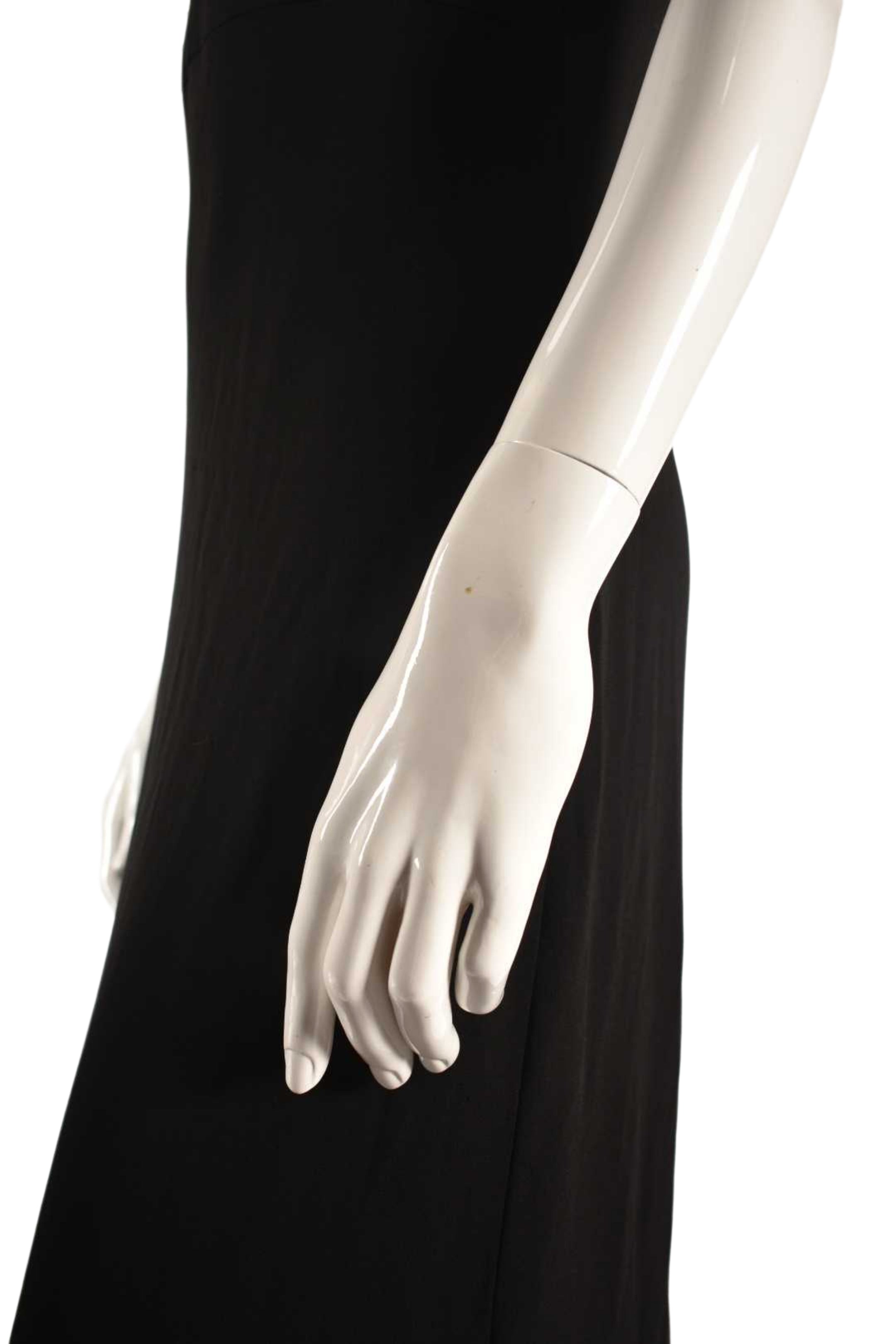 1990s SELINA Black Knit Rayon Rhinestone Halter Gown 6US