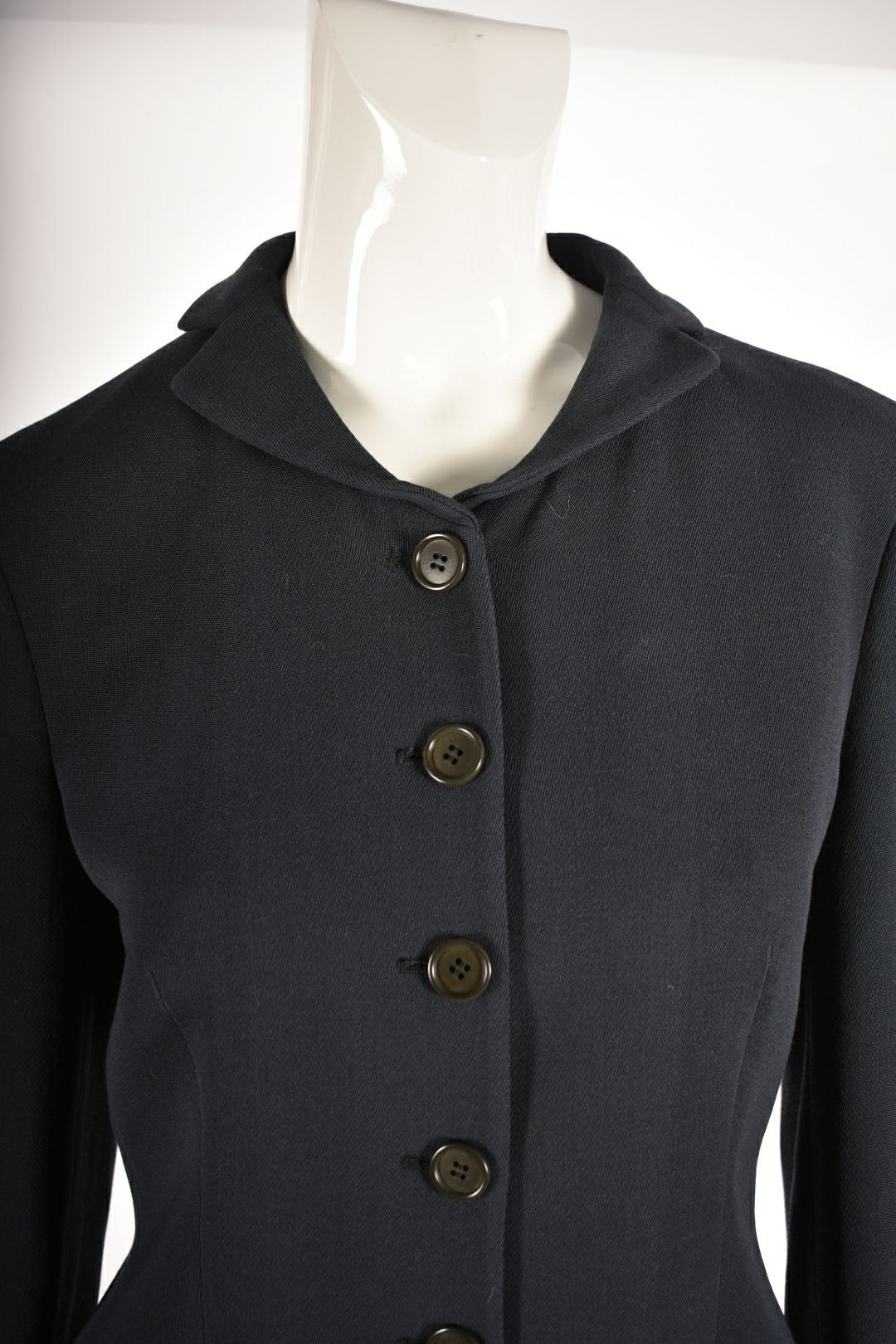1990s GIORGIO ARMANI Navy Wool Rounded Collar 5Btn Blazer 42EU