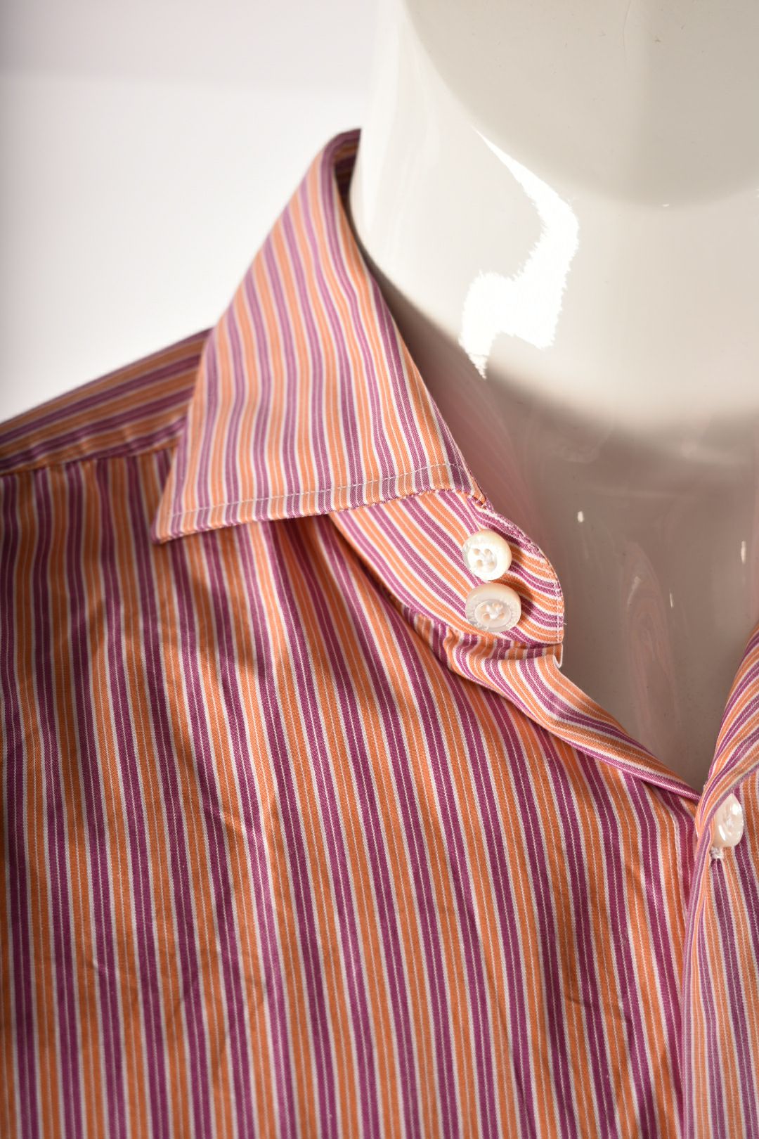 FRANCK NAMANI Orange Purple Stripe Cotton Dress Shirt 16/41 Large