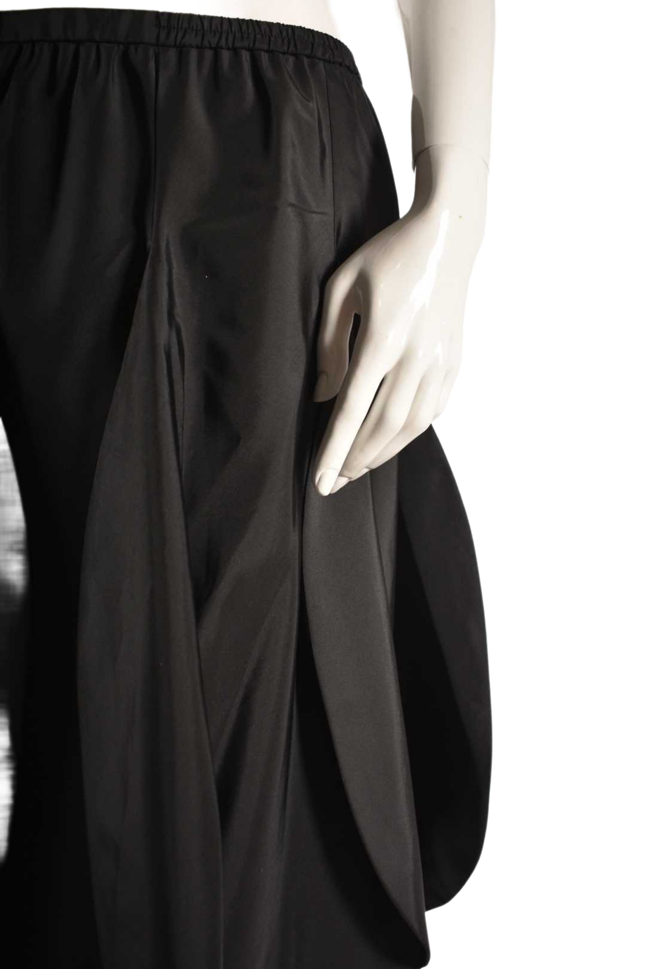 1980s FRANK USHER Black Polyester Tulip Petal Skirt 8US