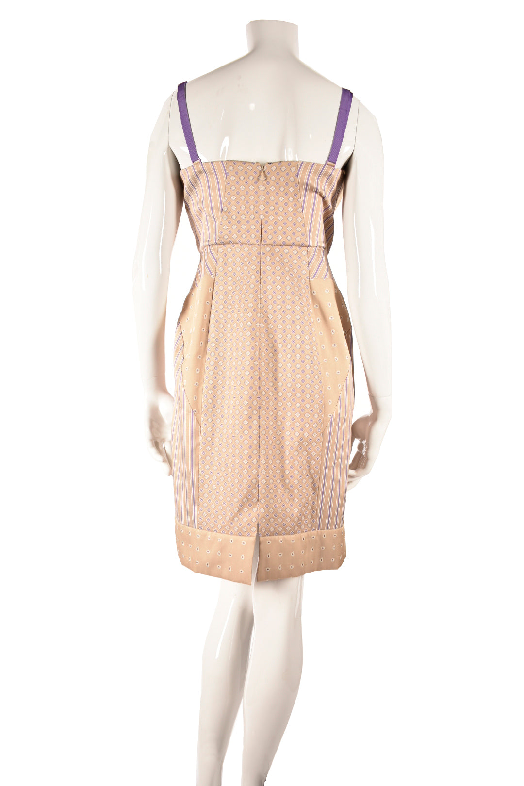 2000s PHILOSOPHY BY ALBERTA FERRETTI Tan Purple Stripe Dress 8US Italy