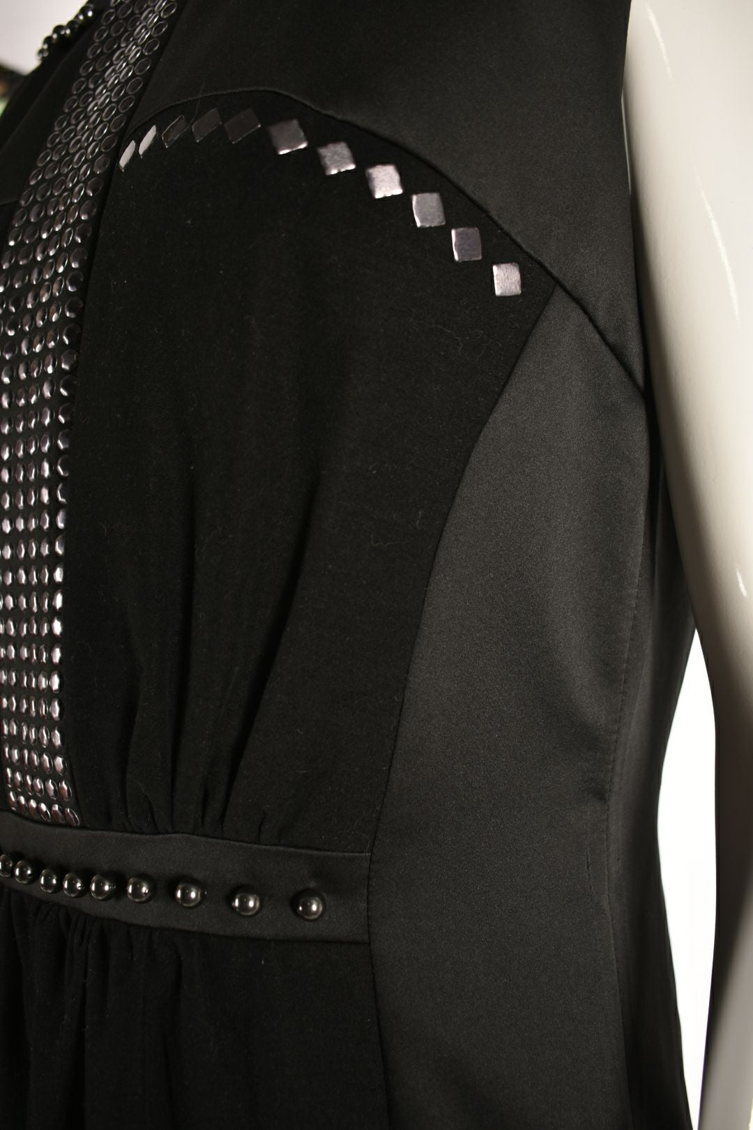 HUGO Black Cotton Contrast Metallic Stud Shift Dress 10US