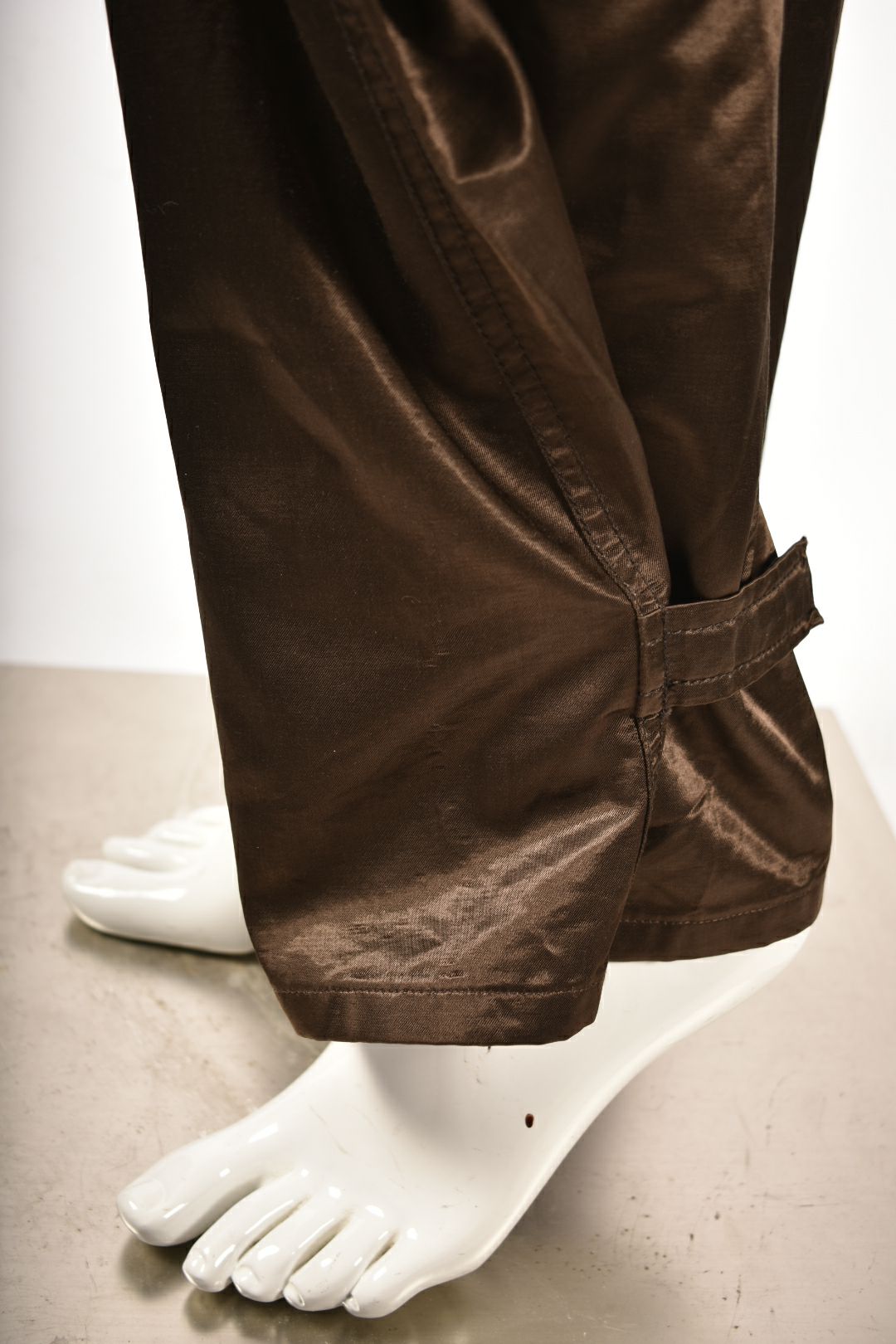 JOSEPH Brown Cotton Satin Zip Utility Wide Leg Pants Large
