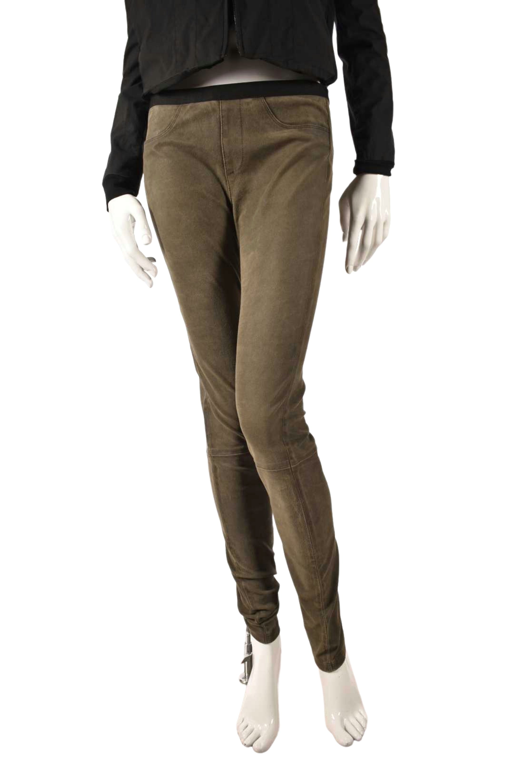 HELMUT LANG Tan Lambskin Leather Skinny Legging Pants 8US