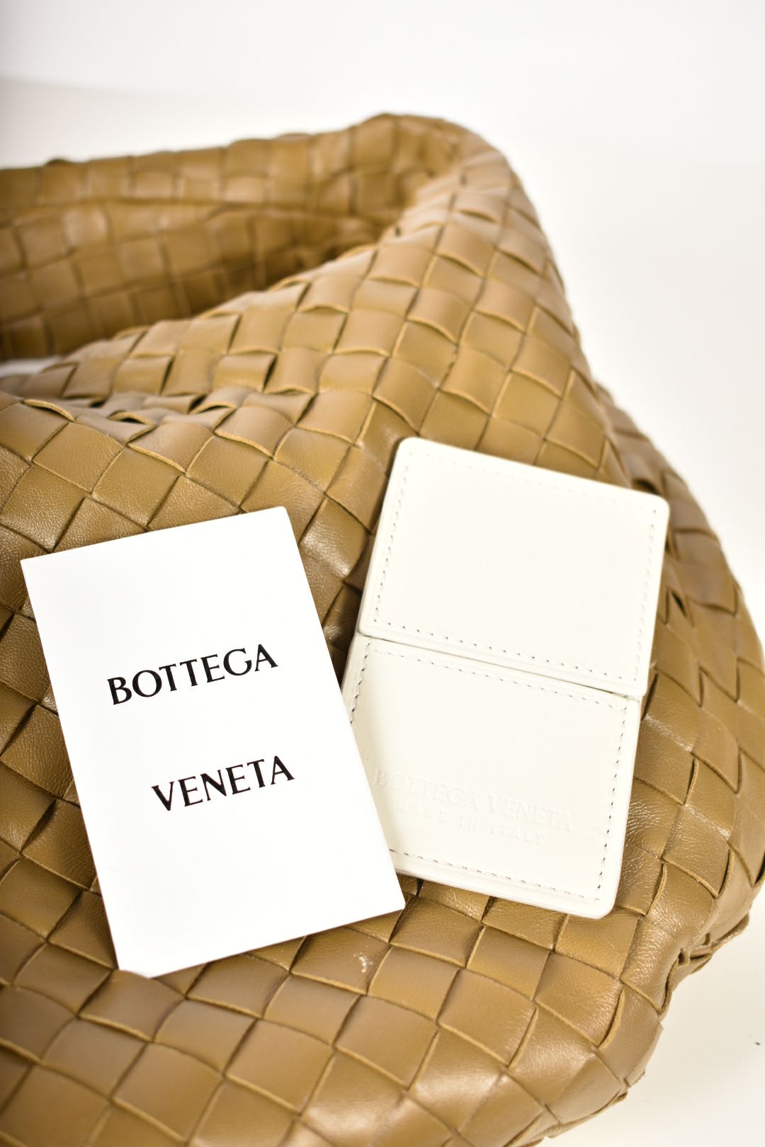 BOTTEGA VENETA Tan Large Jodie Woven Leather Shoulder Bag