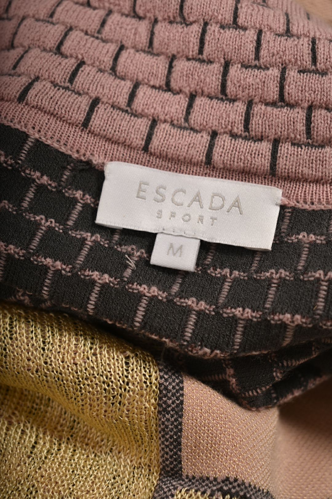 2010s ESCADA SPORT Pink Grey Knit Panel Zip Sweater Medium
