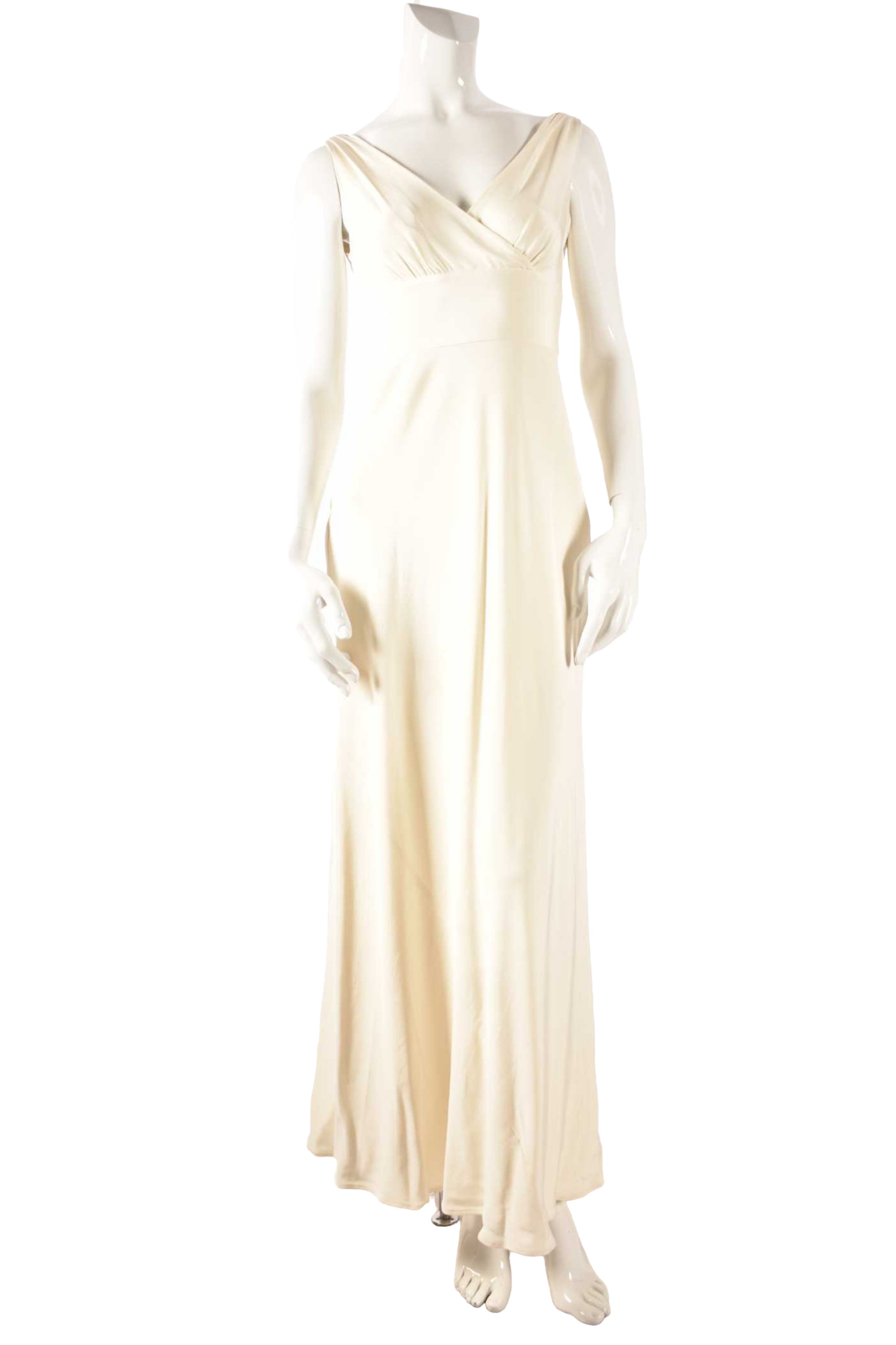 2000s J.CREW Ecru Cream Silk Sophia Floor Length Gown 0US Small