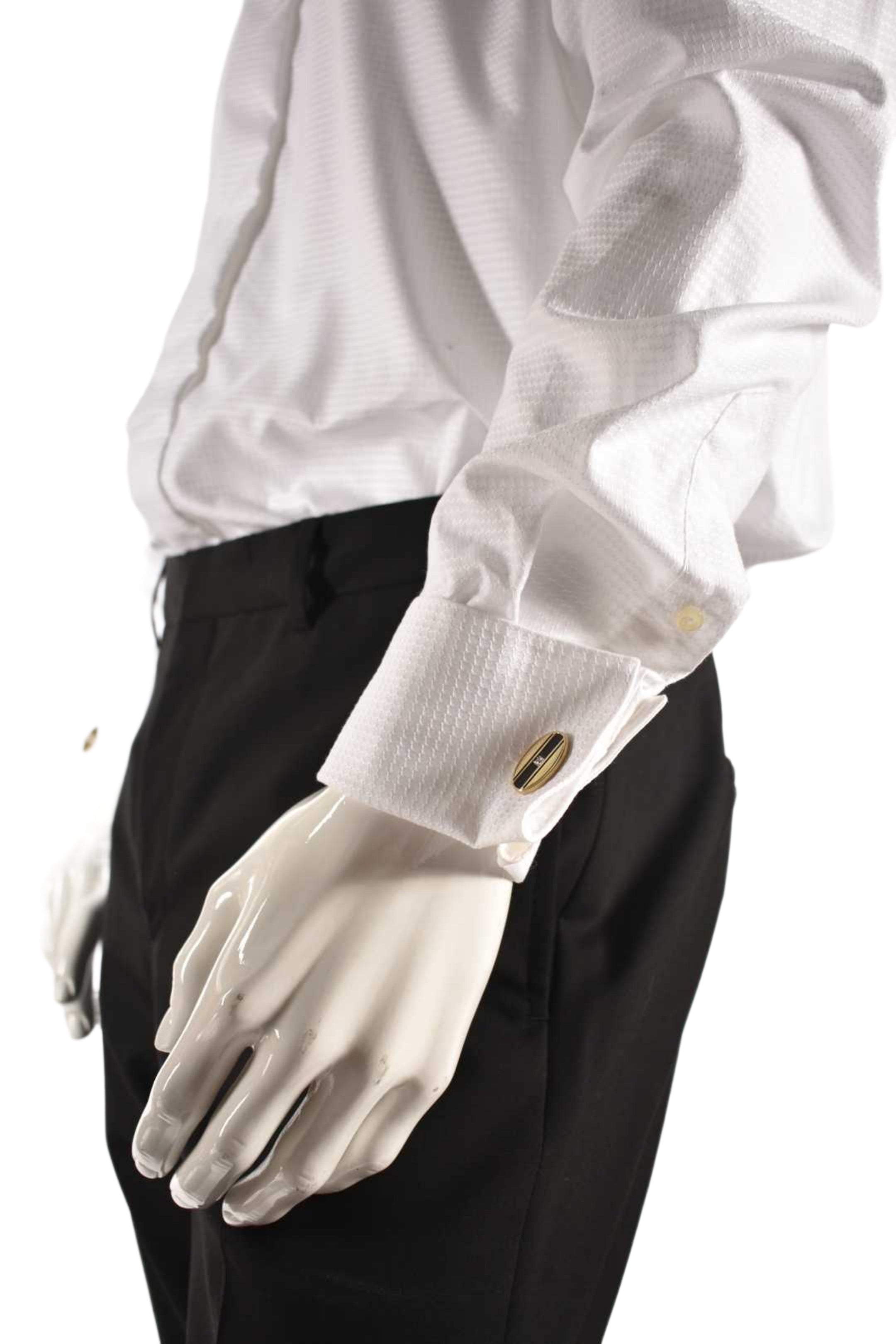 ETON White Cotton Textured Royal Formal French Cuff Shirt 16.5/42 Large