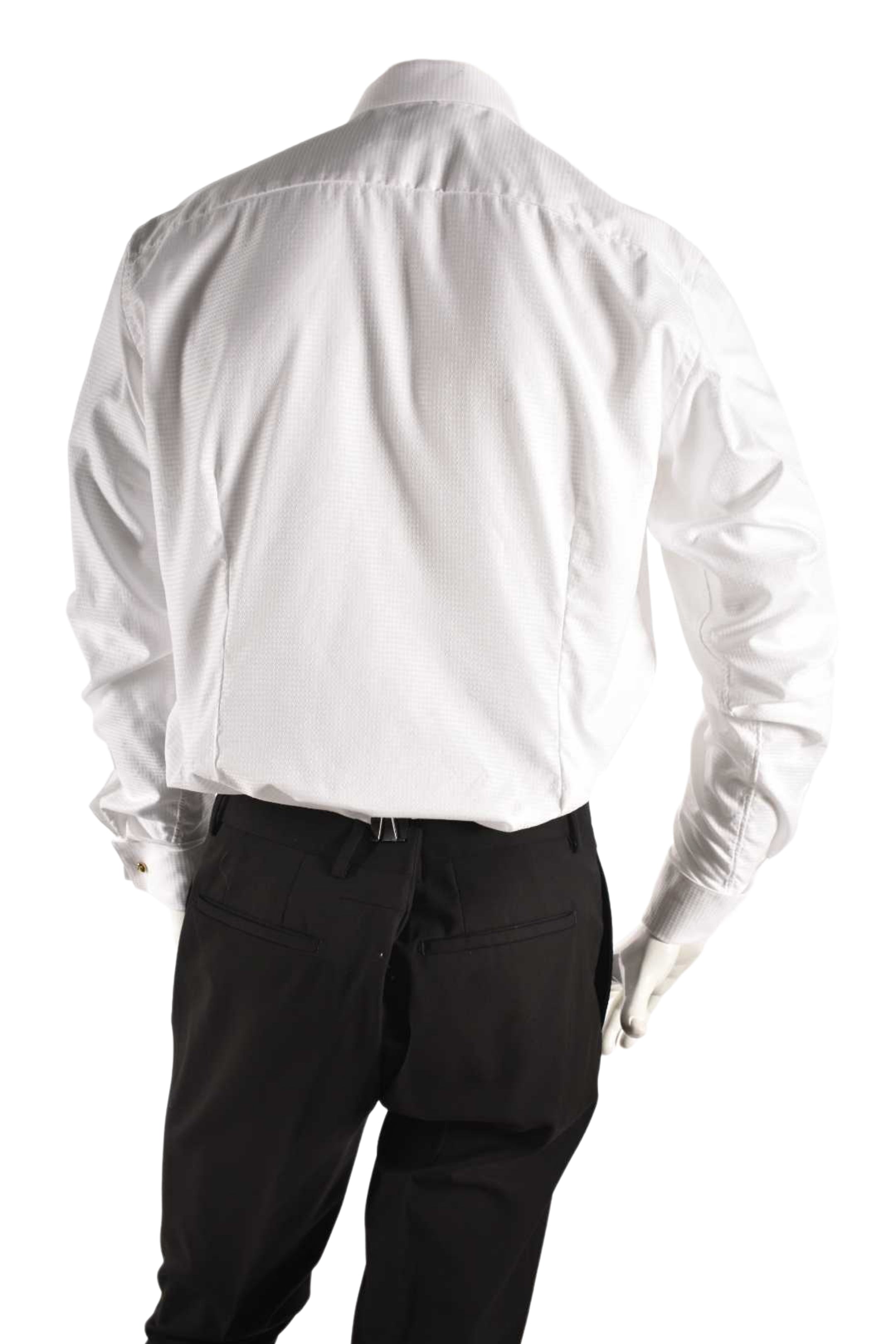 ETON White Cotton Textured Royal Formal French Cuff Shirt 16.5/42 Large