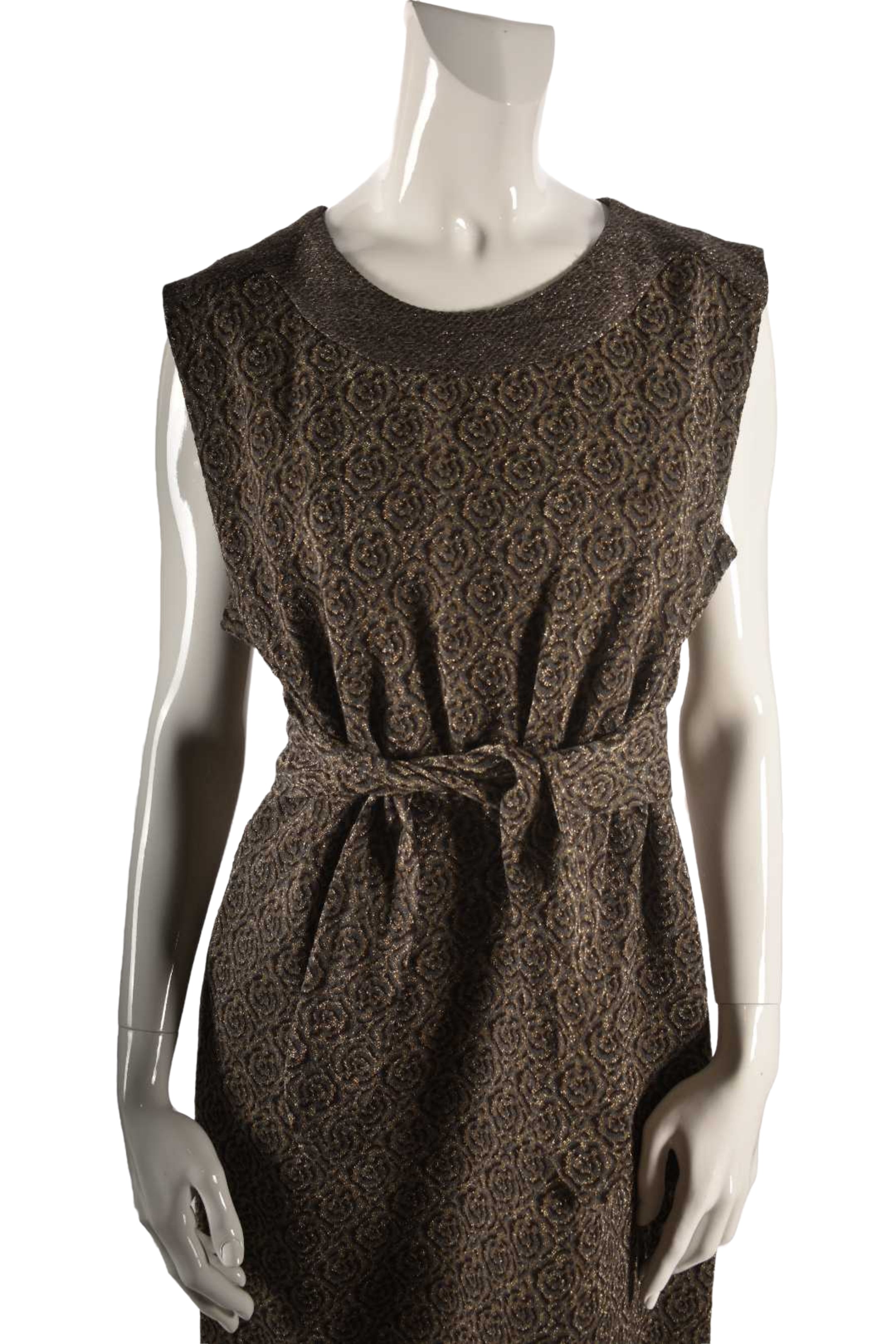 2000s MARC BY MARC JACOBS Gold Wool Floral Jacquard Wrap Dress Medium