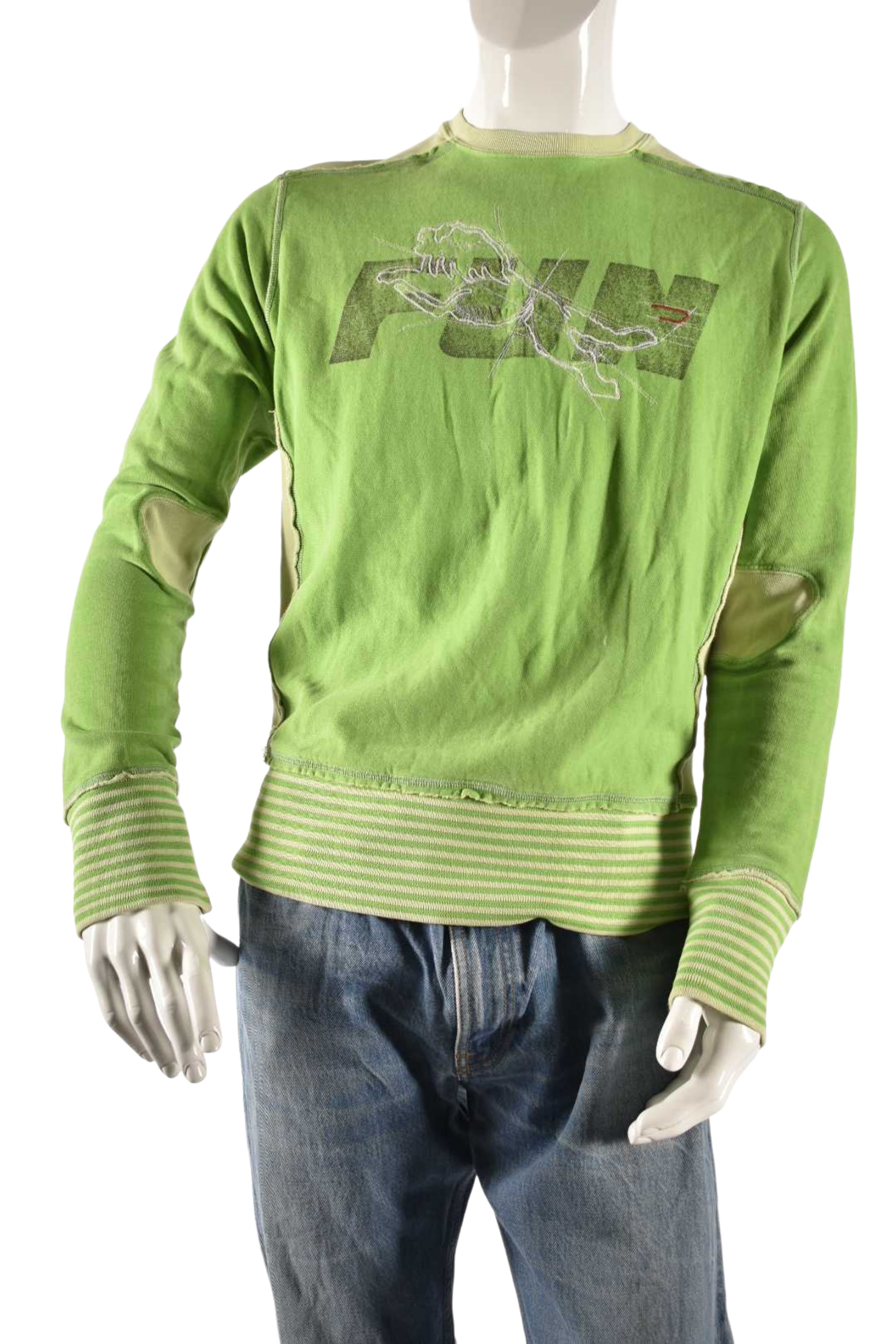 2000s DIESEL Green Cotton Reverse Terry FUN Sweatshirt Medium