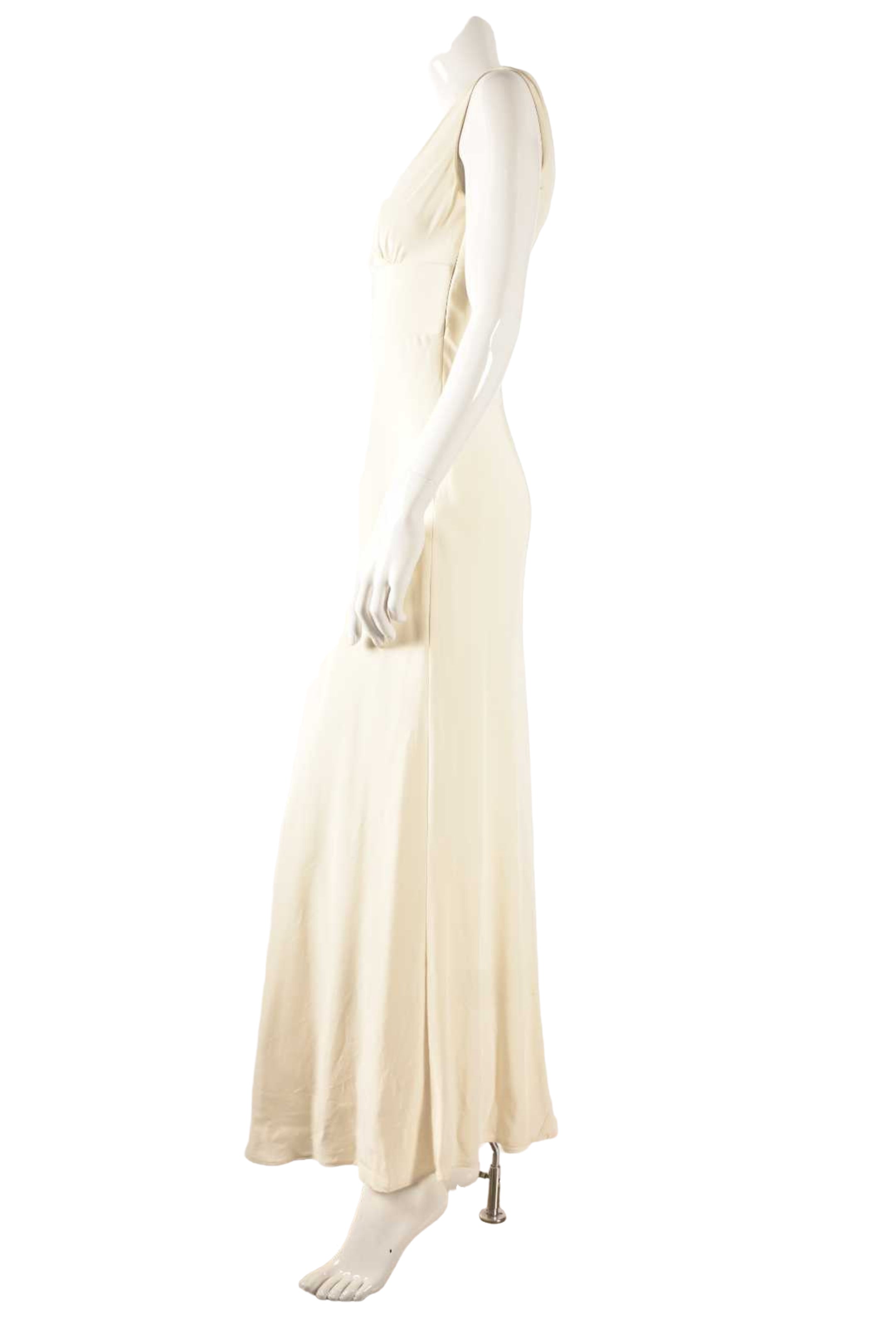 2000s J.CREW Ecru Cream Silk Sophia Floor Length Gown 0US Small