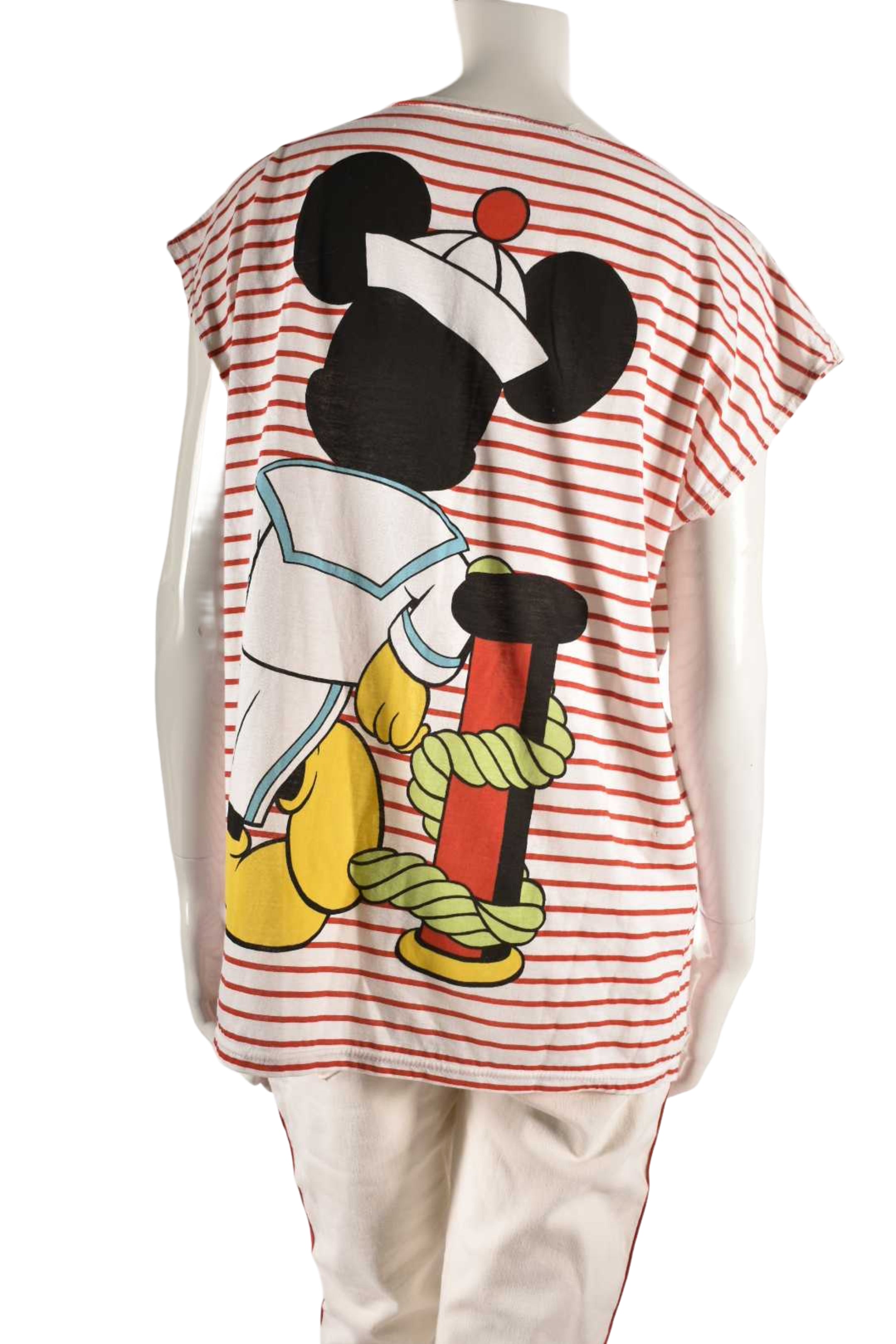 1980s EUREKA Red White Stripe Sailor Mickey Mouse Tee Medium