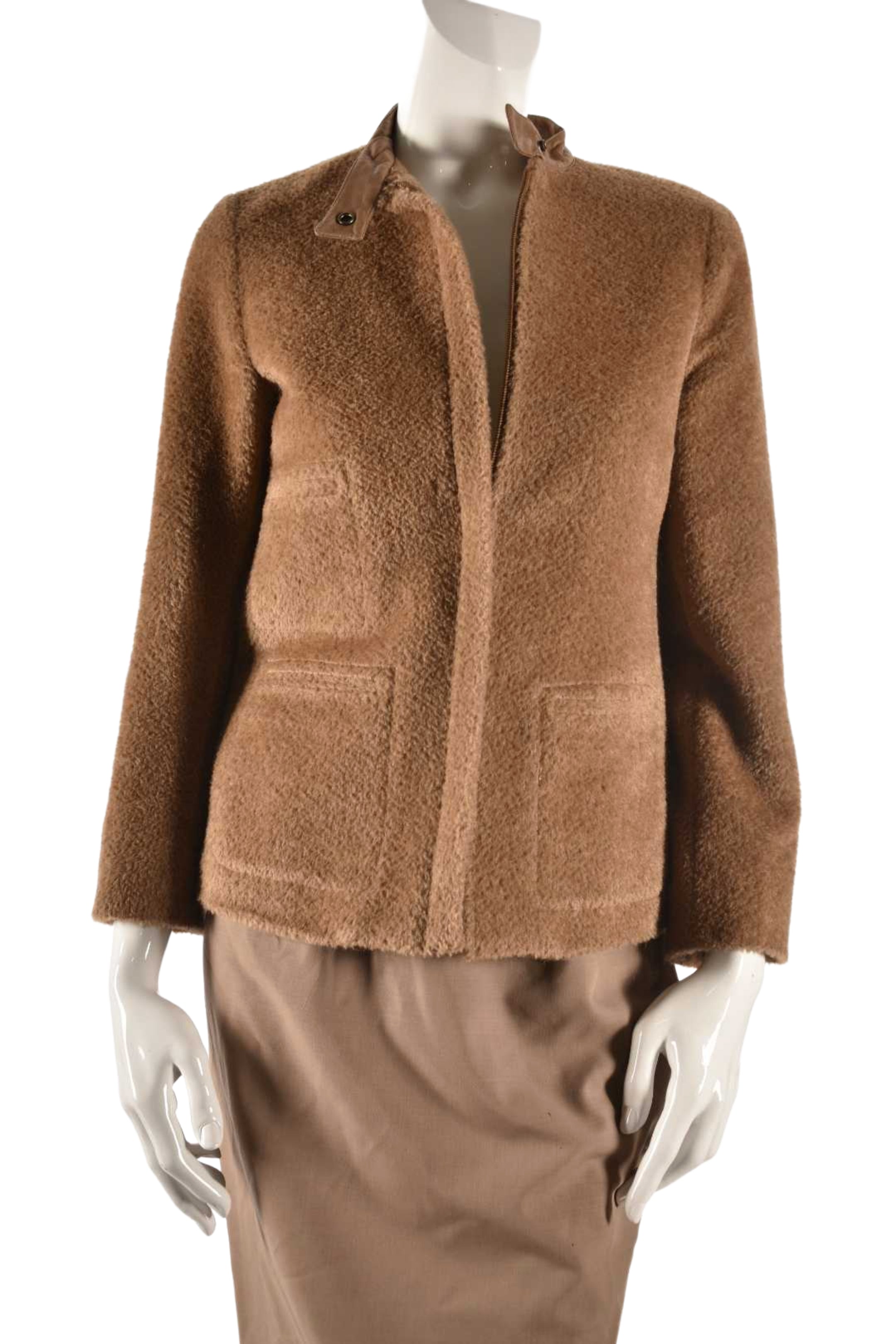 TOMBOLINI Brown Wool Alpaca Shaggy Jacket 42EU Medium