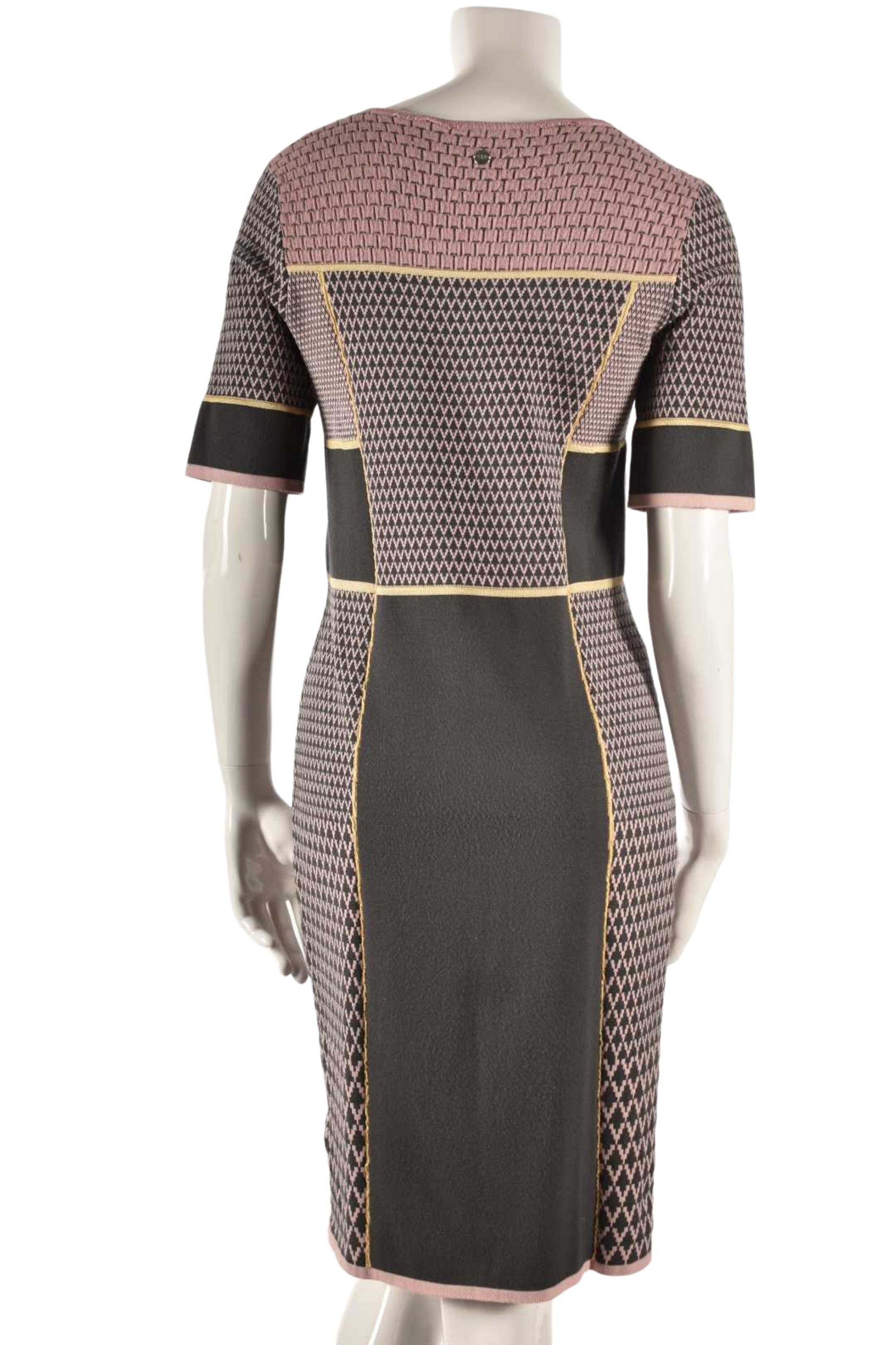 2010s ESCADA SPORT Pink Grey Knit Panel Dress Medium