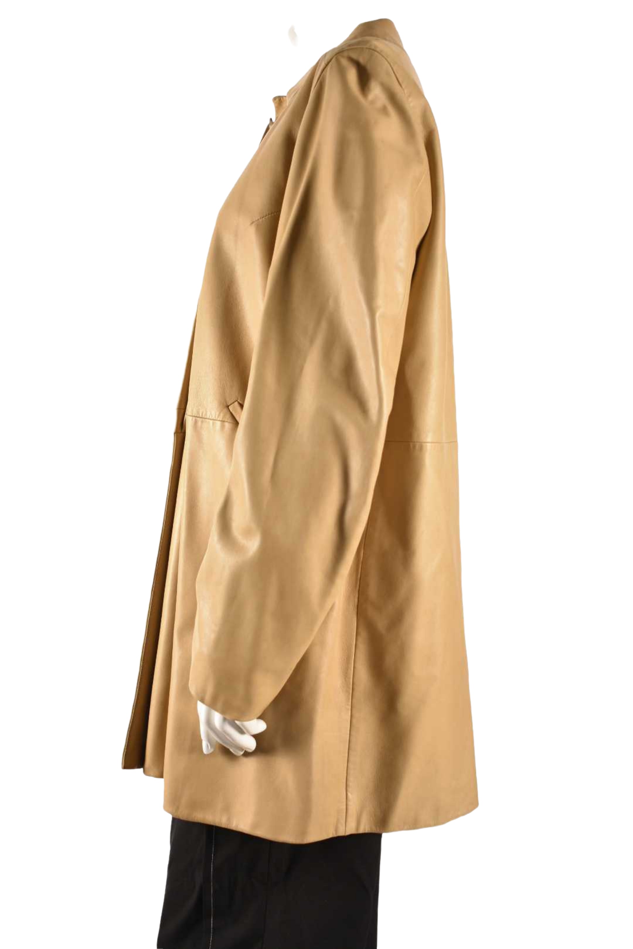 2000s JIL SANDER Beige Tan Lambskin Leather 3/4 Jacket 44EU Large