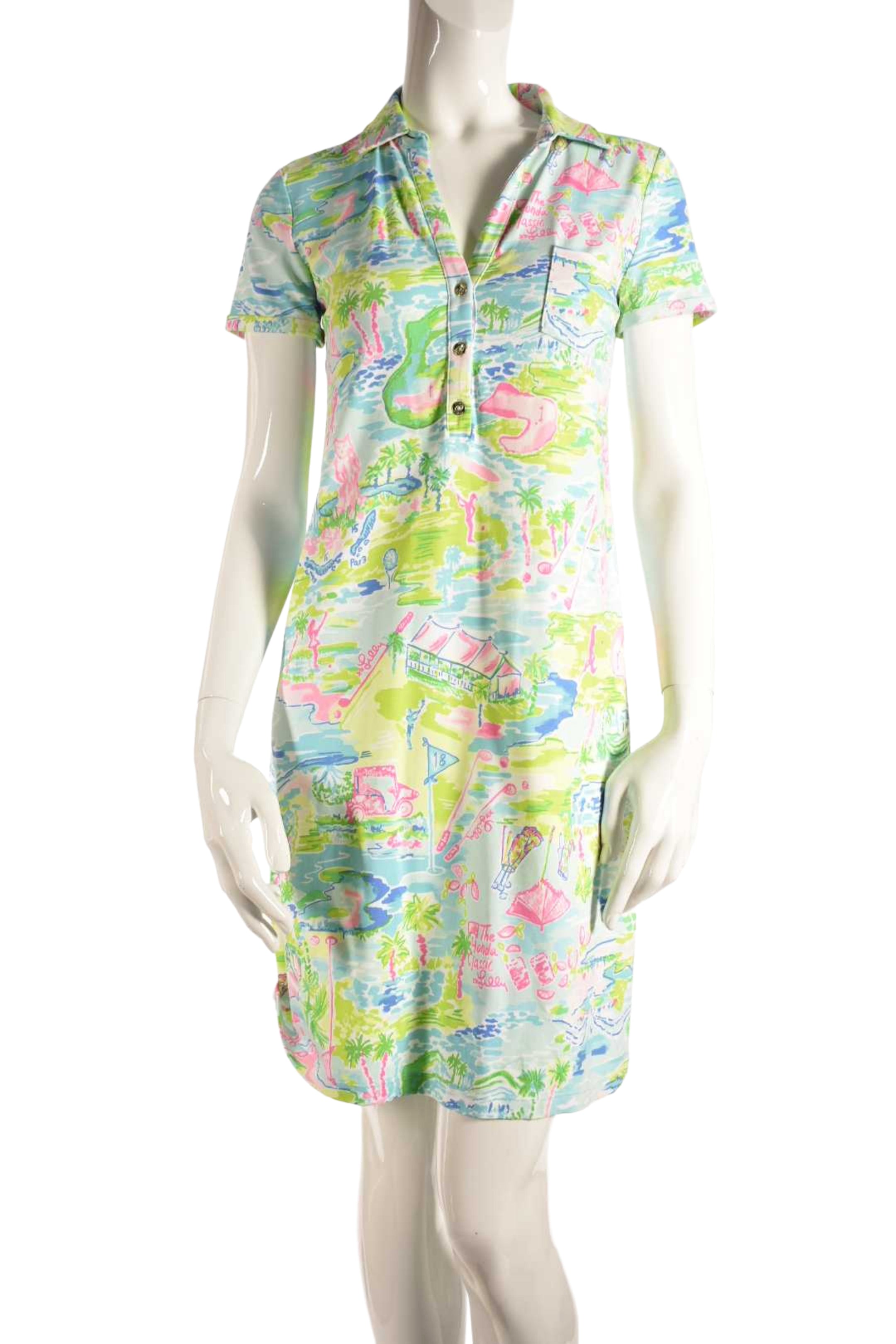 LILY PULITZER Multicolour Honda Classic Golf Tech Shirt Dress Small