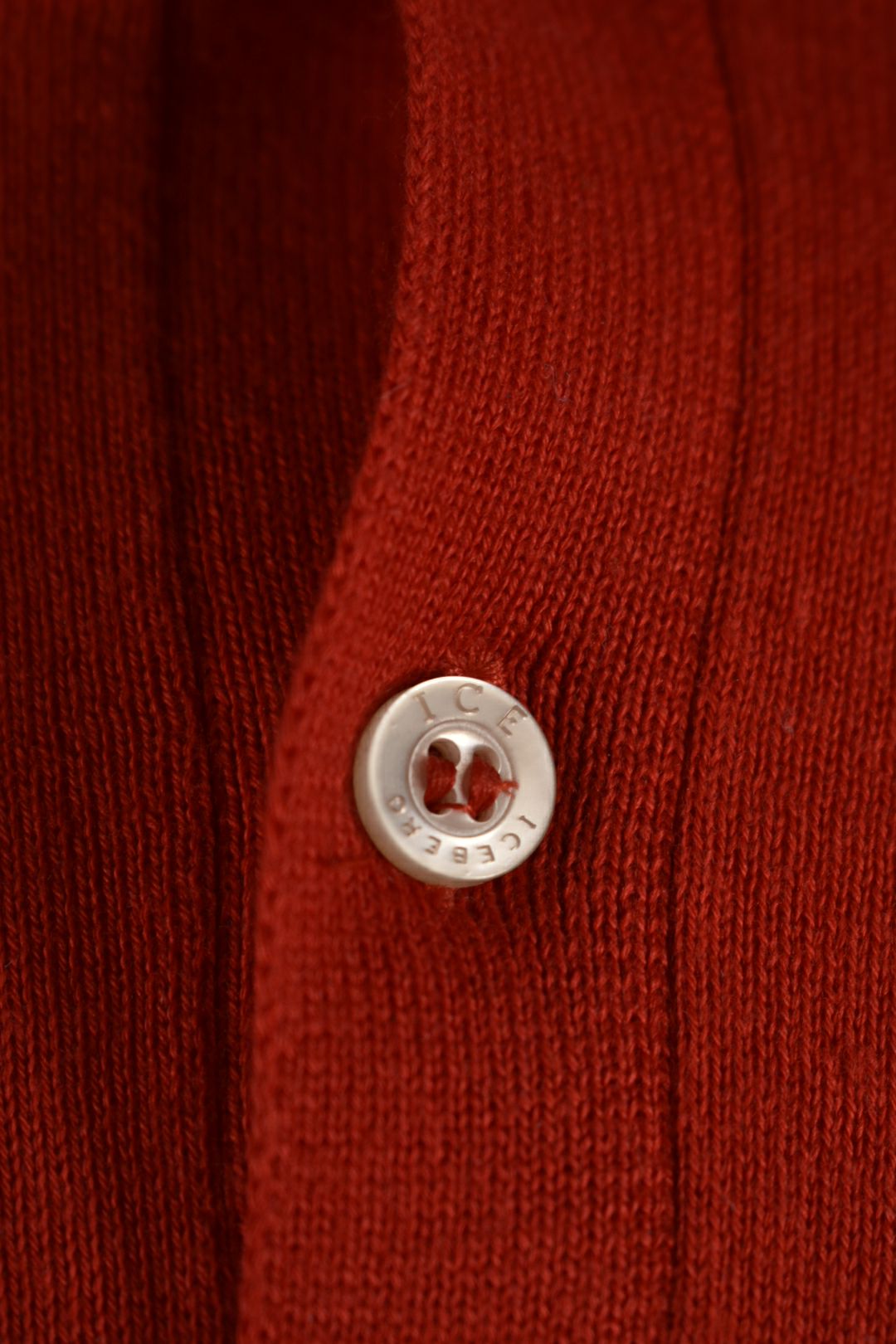 2000s ICEBERG Red Cotton Stripe Colourblock Knit Logo Polo Shirt Medium