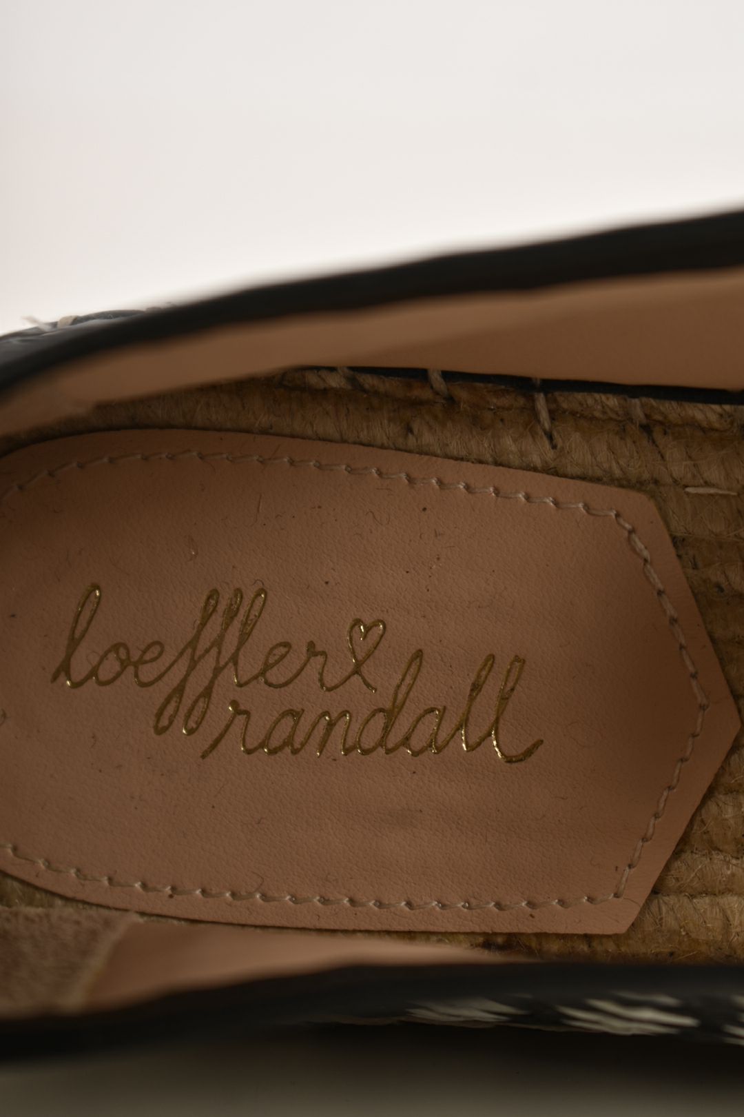 NWOB LOEFFLER RANDALL Black White Straw Leather Espadrilles Flats 9US