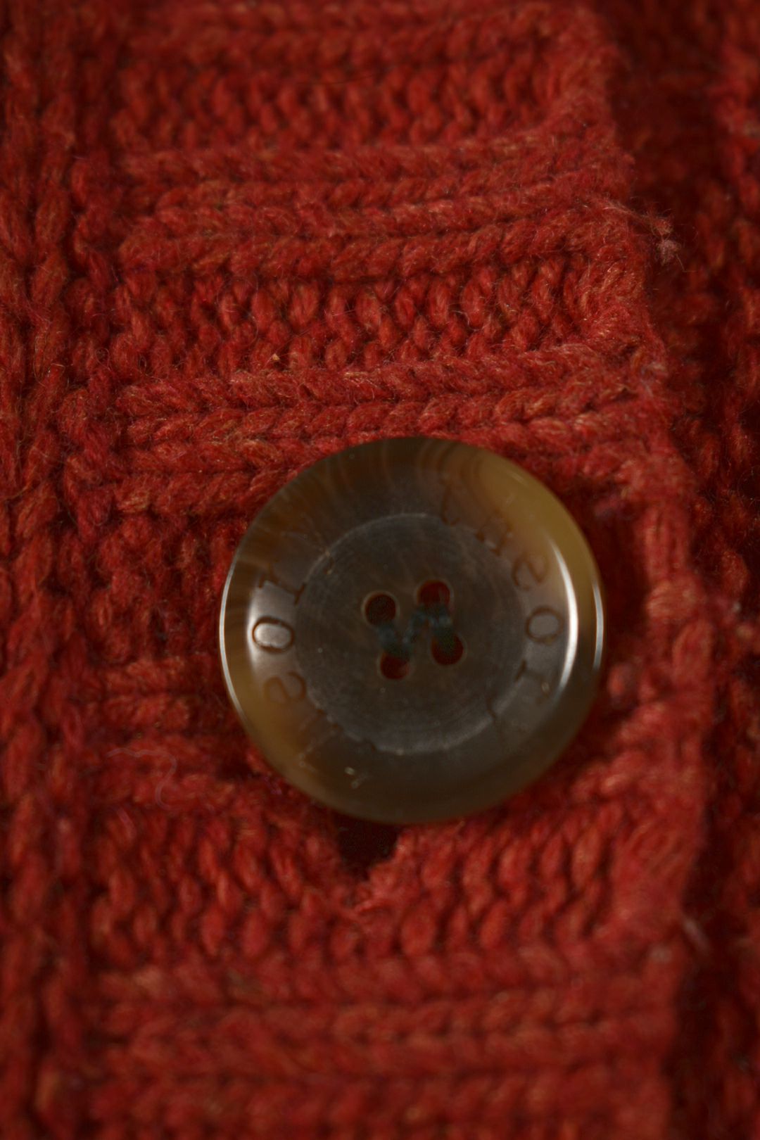 2000s THEORY Orange Wool Cableknit Fur Trim Belted Cardigan Sweater Medium