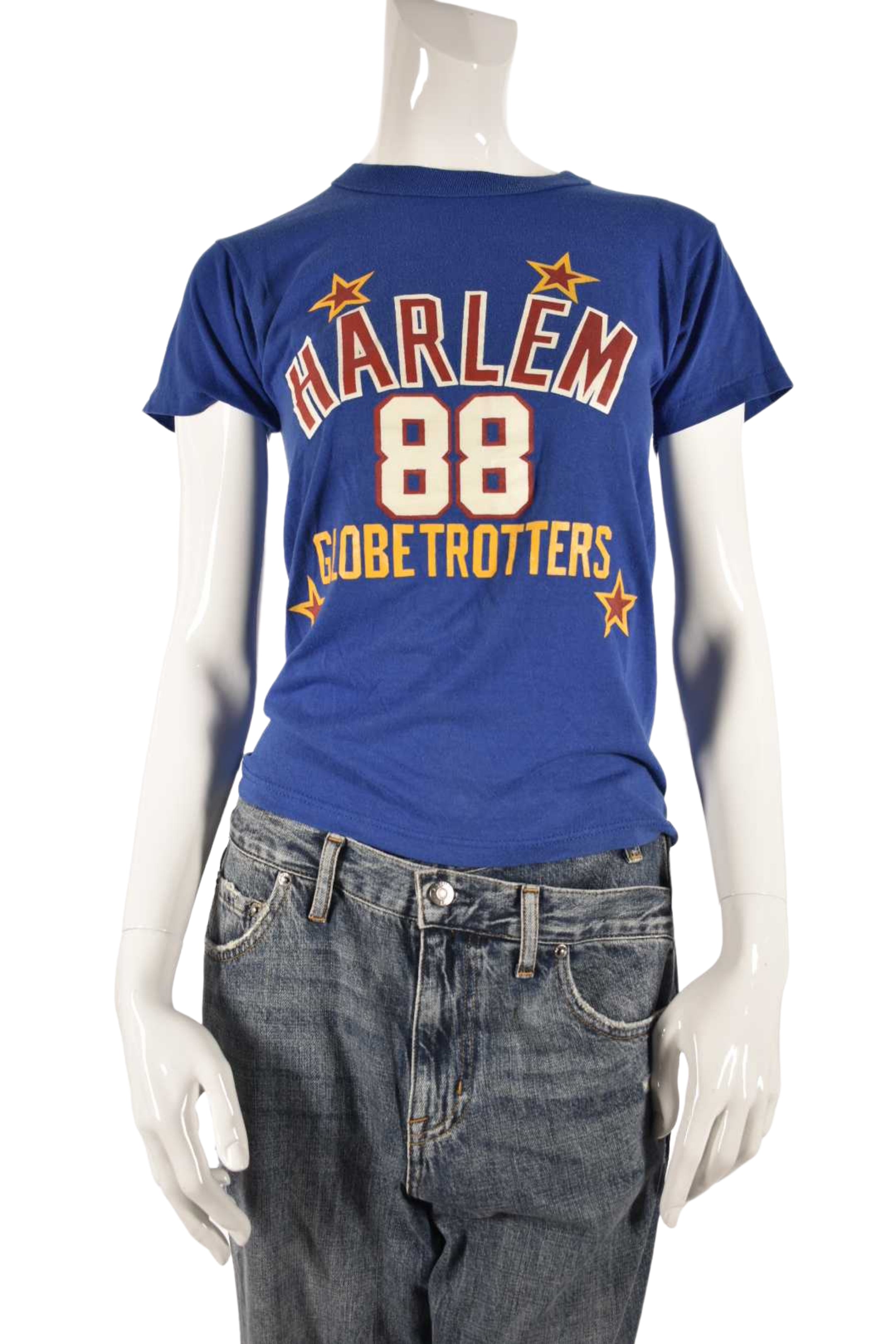 1988 HARLEM GLOBETROTTERS Blue Russell Athletics World Tour T-Shirt USA