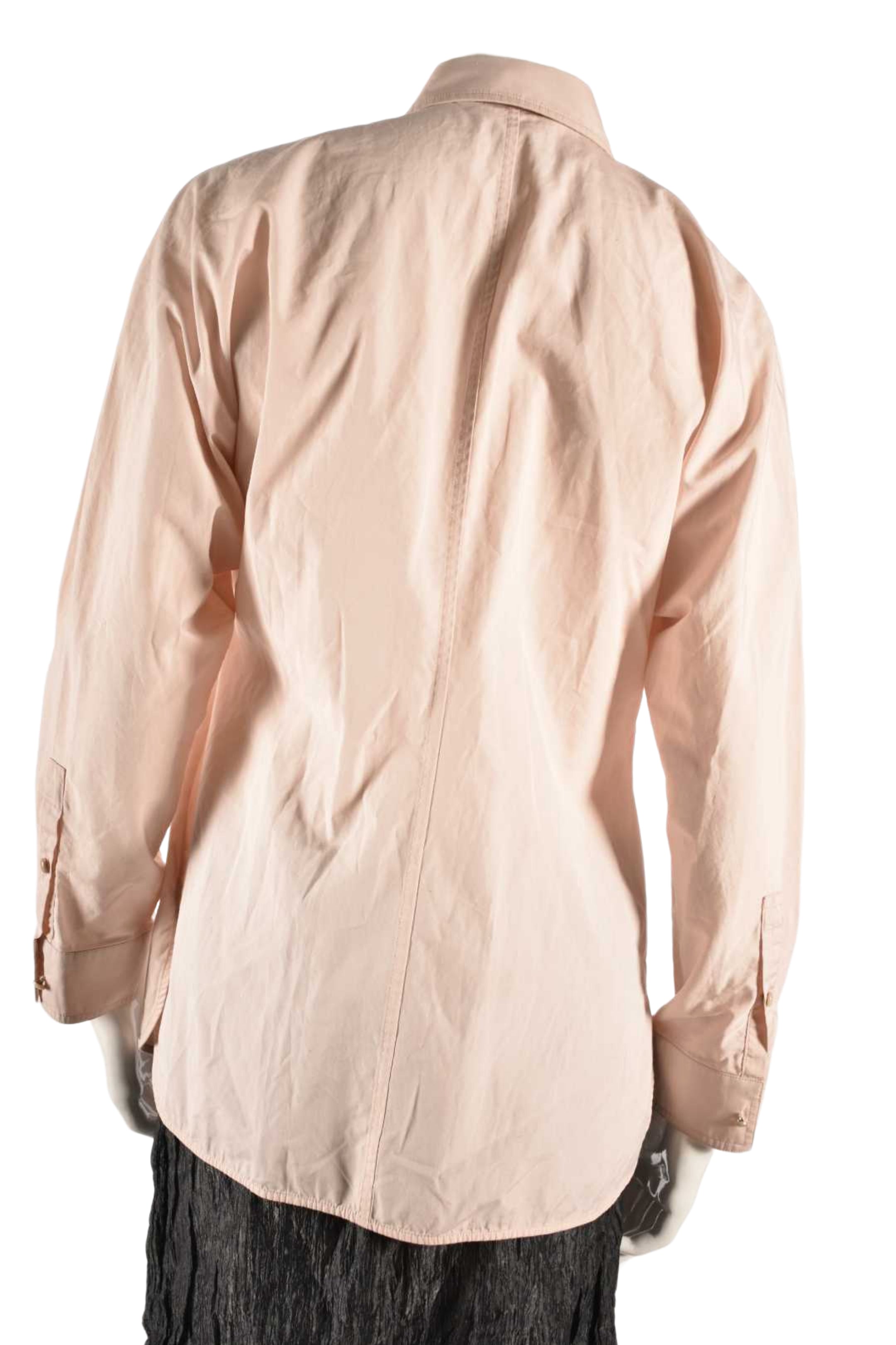 MAX MARA Pink Blush Cotton Stretch Ribbon Blouse Medium