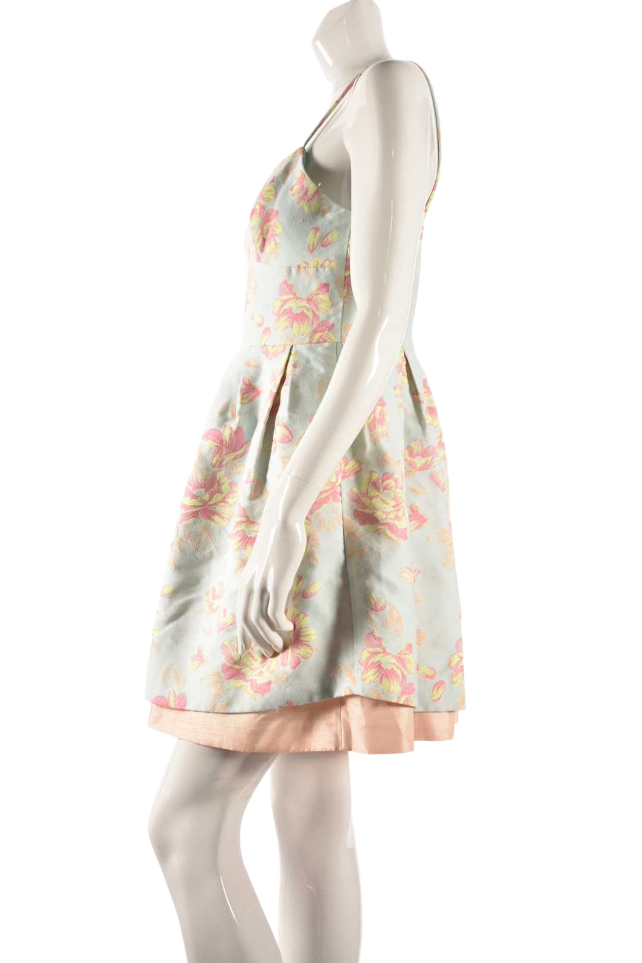 HUTCH Blue Blush Pink Floral Jacquard Rush Mini Dress 4US NYC