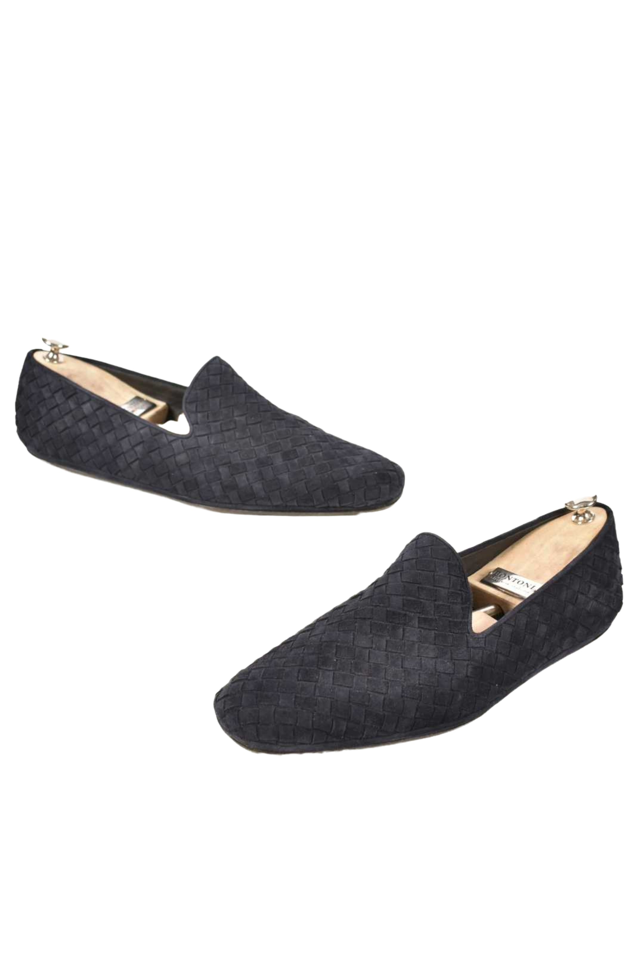 BOTTEGA VENETA Navy Suede Intrecciato Loafers 43EU 10US