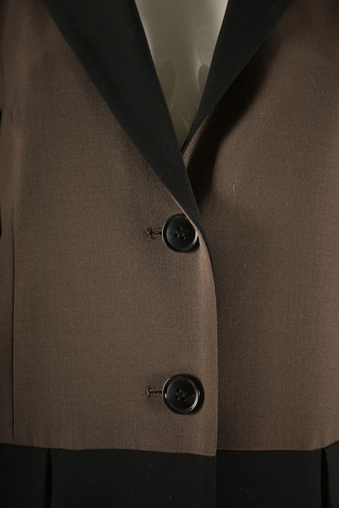 JUDITH & CHARLES Black Brown Wool Stretch Colourblock Jacket 8US