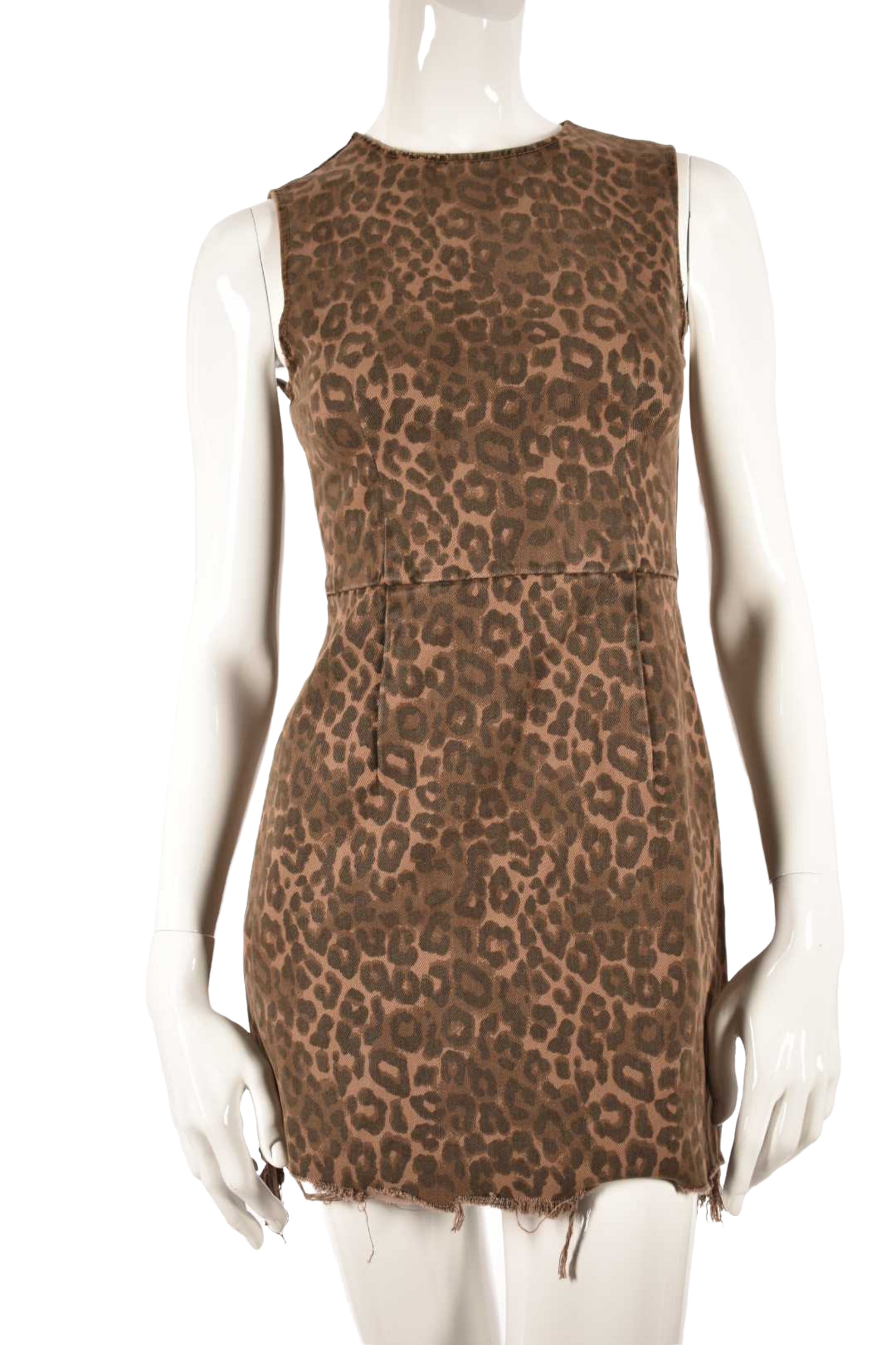 DENIM x ALEXANDER WANG Leopard Print Mini Dress 0US XSmall