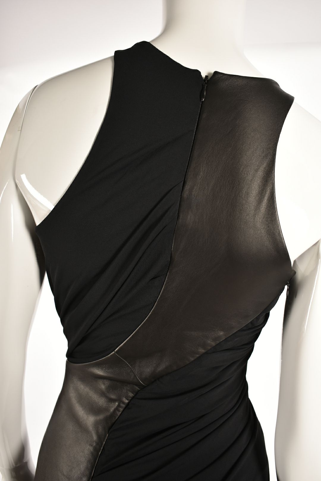 ALEXANDER WANG Black Leather Mixed Media Sleeveless Dress 2US