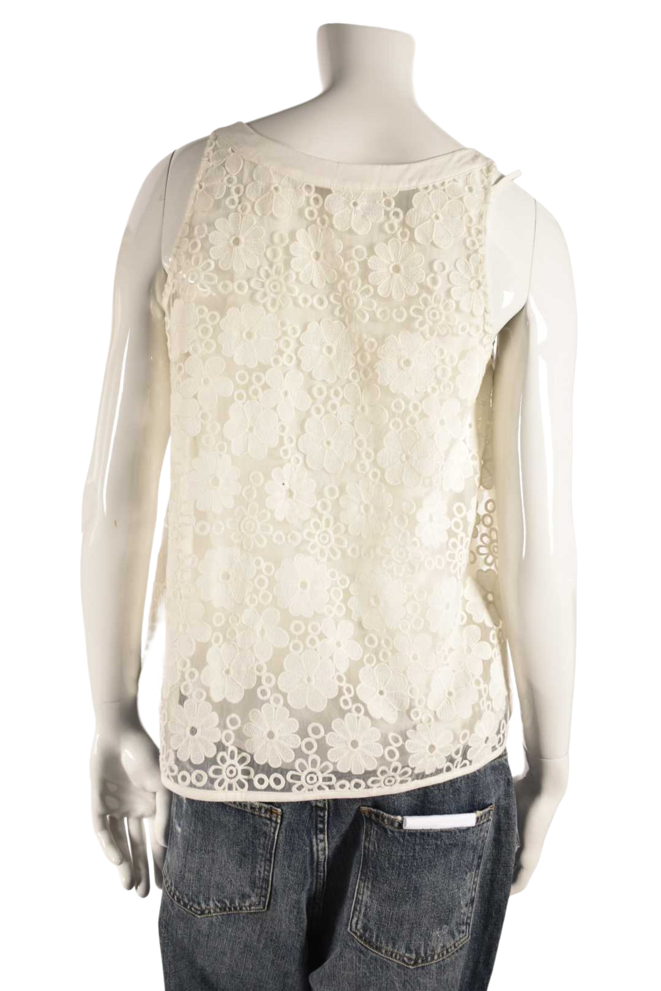 SEE BY CHLOE Ecru Cream 2 Piece Floral Lace Cropped Tank Cami 4US