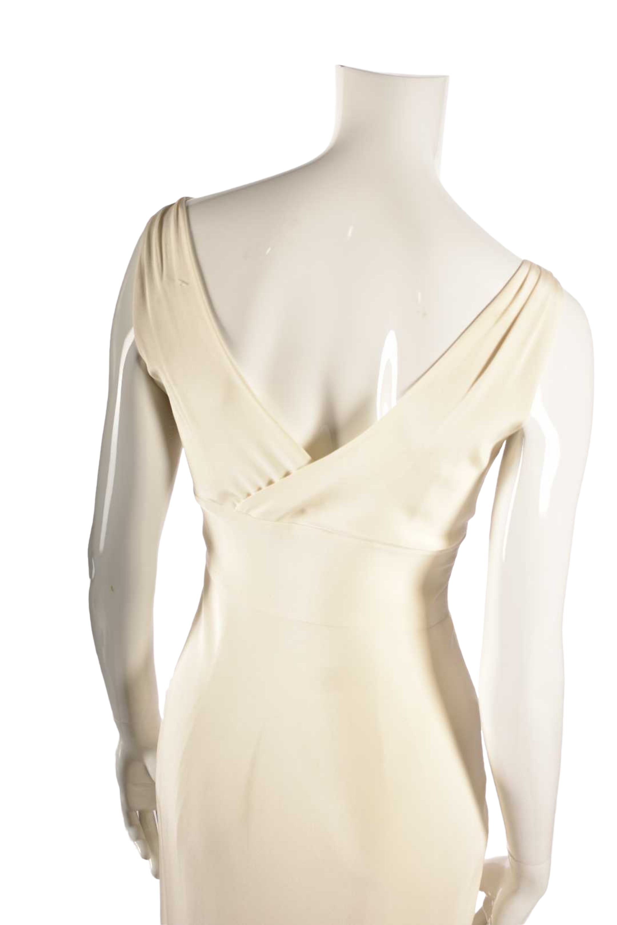 2000s J.CREW Ecru Cream Silk Sophia Floor Length Gown 0US Small
