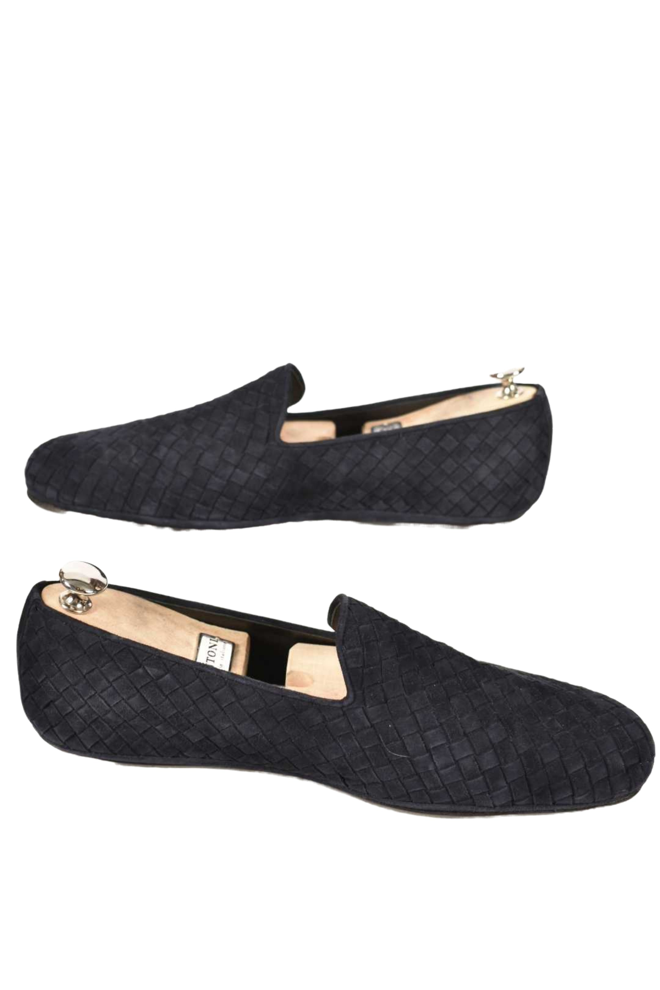 BOTTEGA VENETA Navy Suede Intrecciato Loafers 43EU 10US