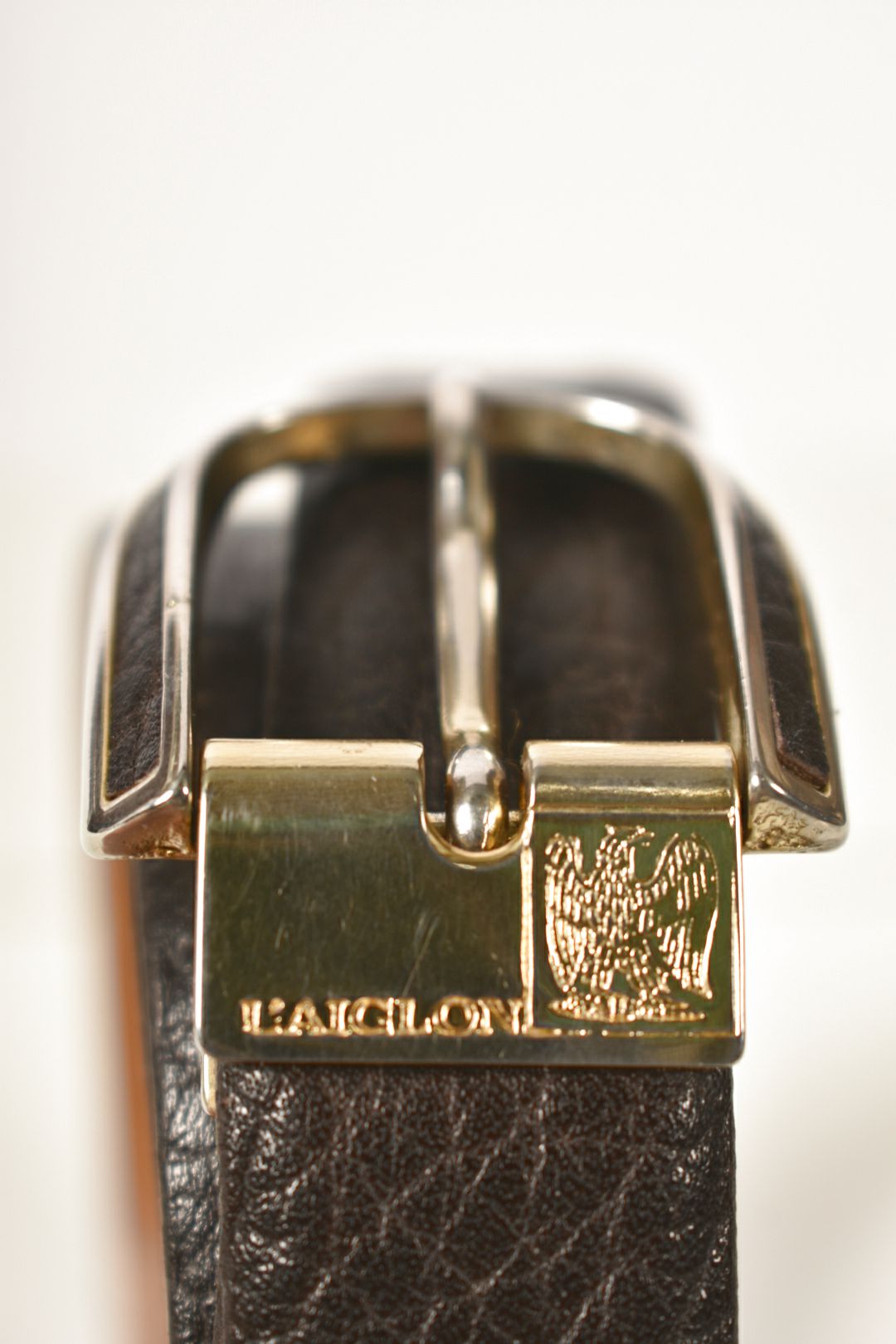 1980s L'AIGLON FRANCE Dark Brown Pebbled Leather Belt 34" Italy