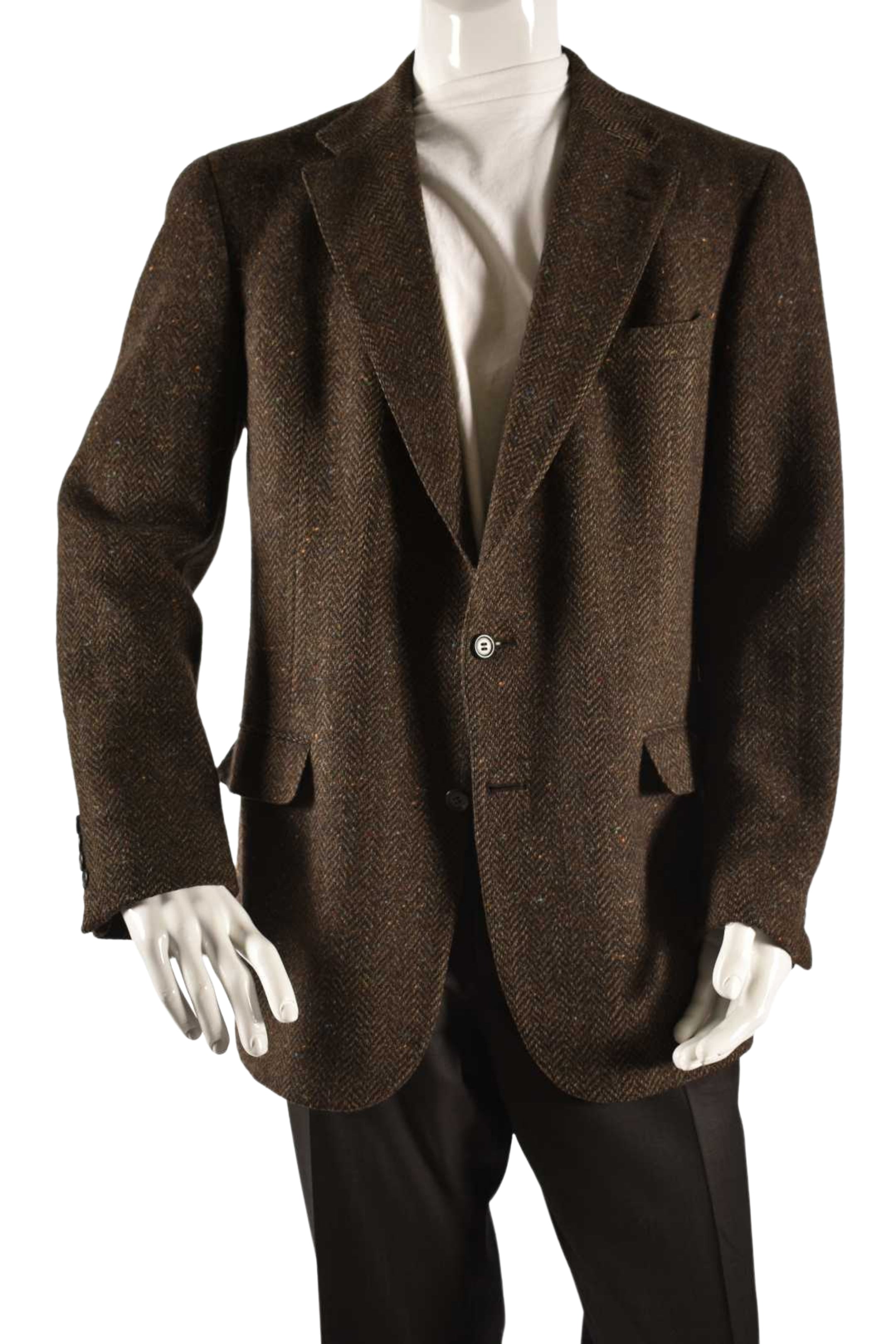 1980s POLO UNIVERSITY CLUB Brown Rainbow Donegal Tweed Blazer 43T