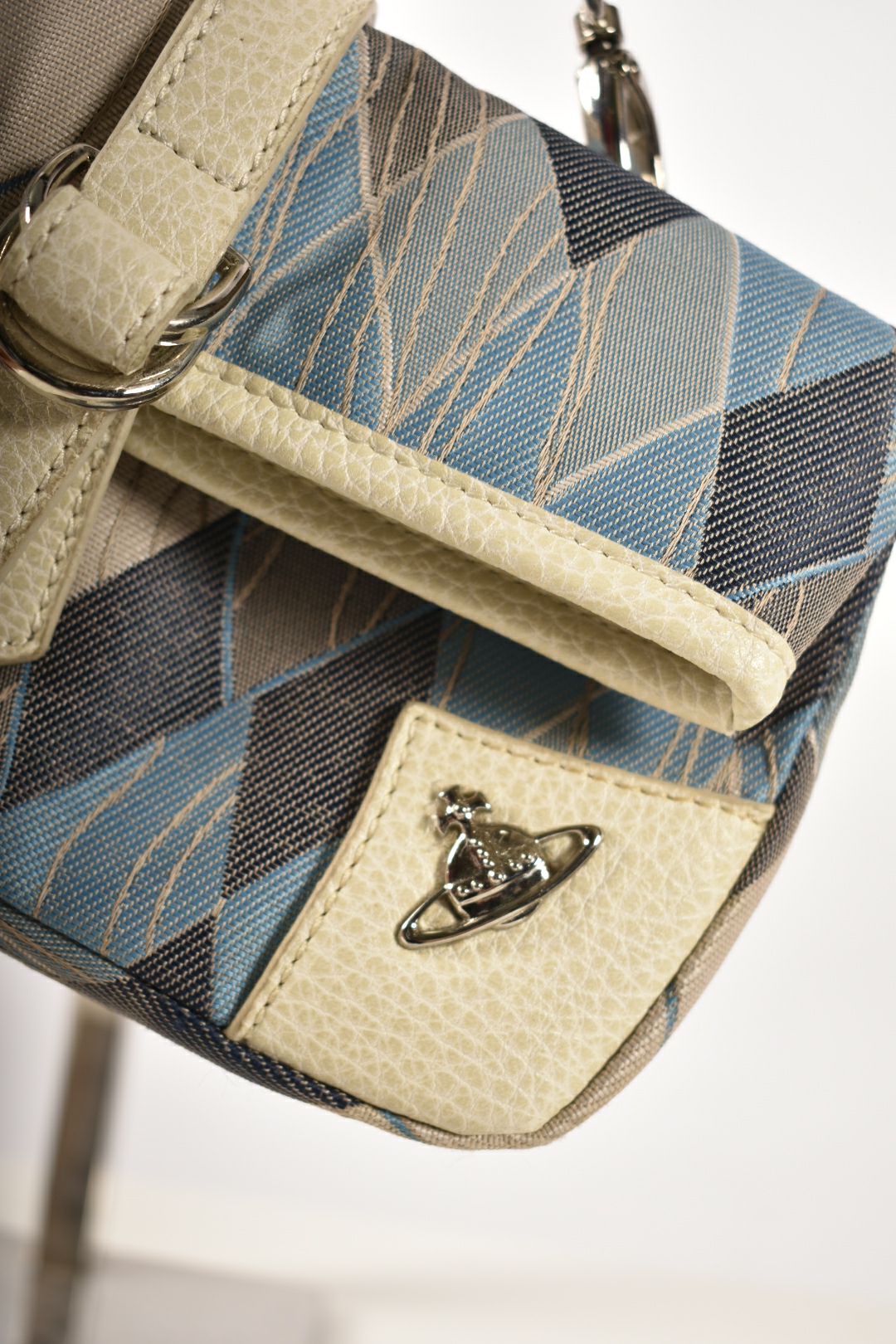 2000s VIVIENNE WESTWOOD Blue Argyle Jacquard Crossbody Bag