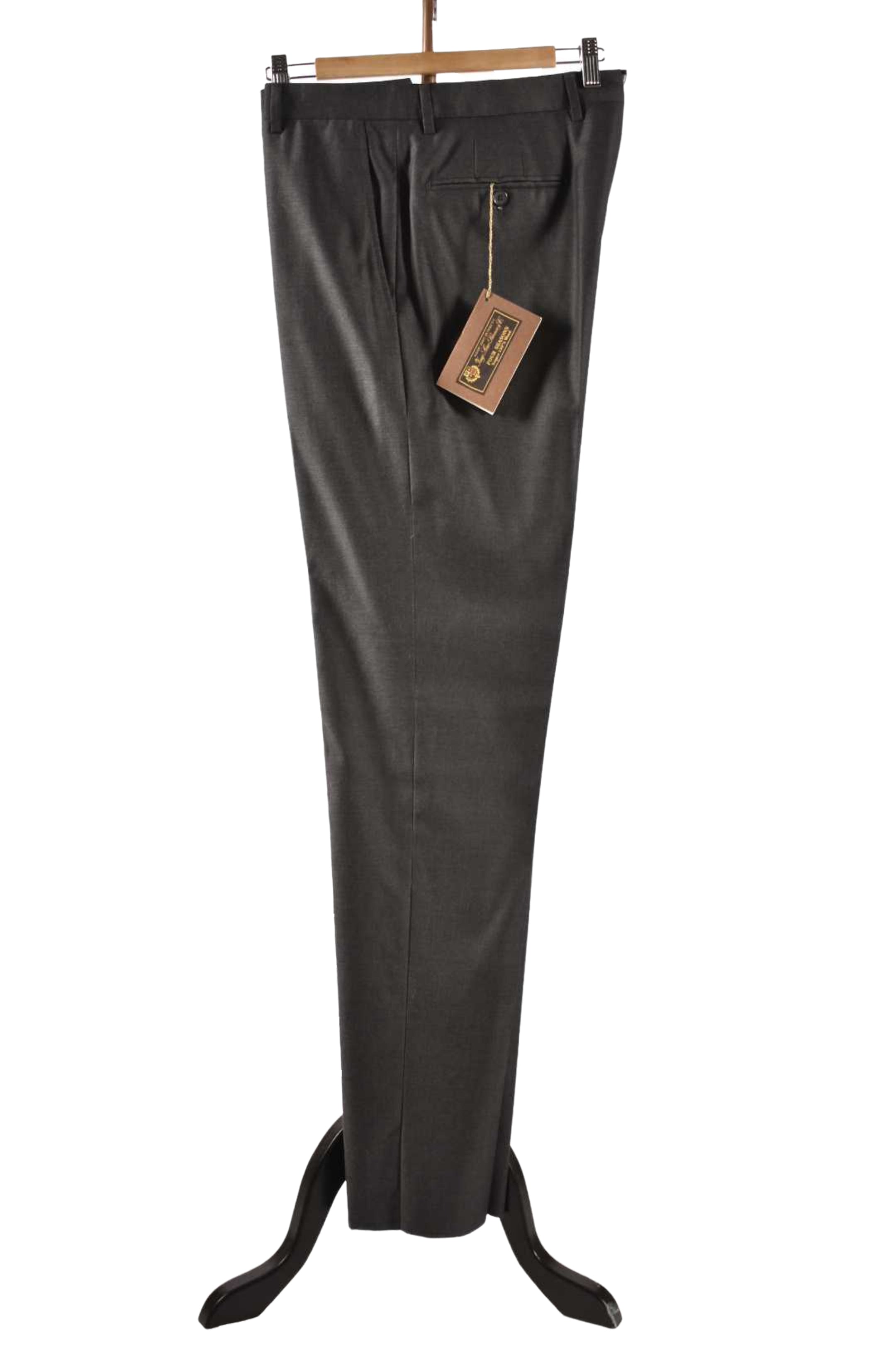 NEIMAN MARCUS Grey Loro Piana Super 130s Wool Dress Pants 34"