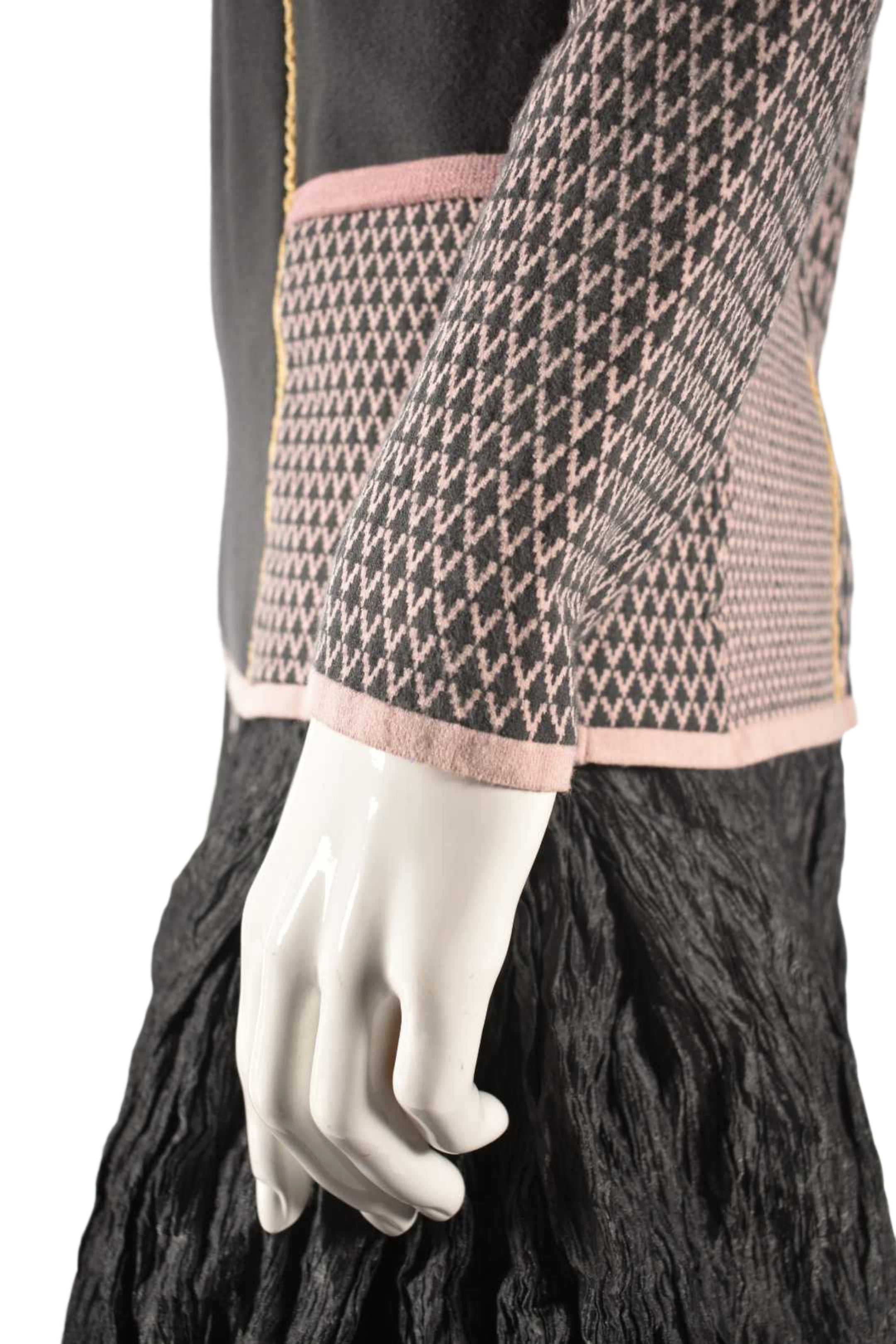 2010s ESCADA SPORT Pink Grey Knit Panel Zip Sweater Medium