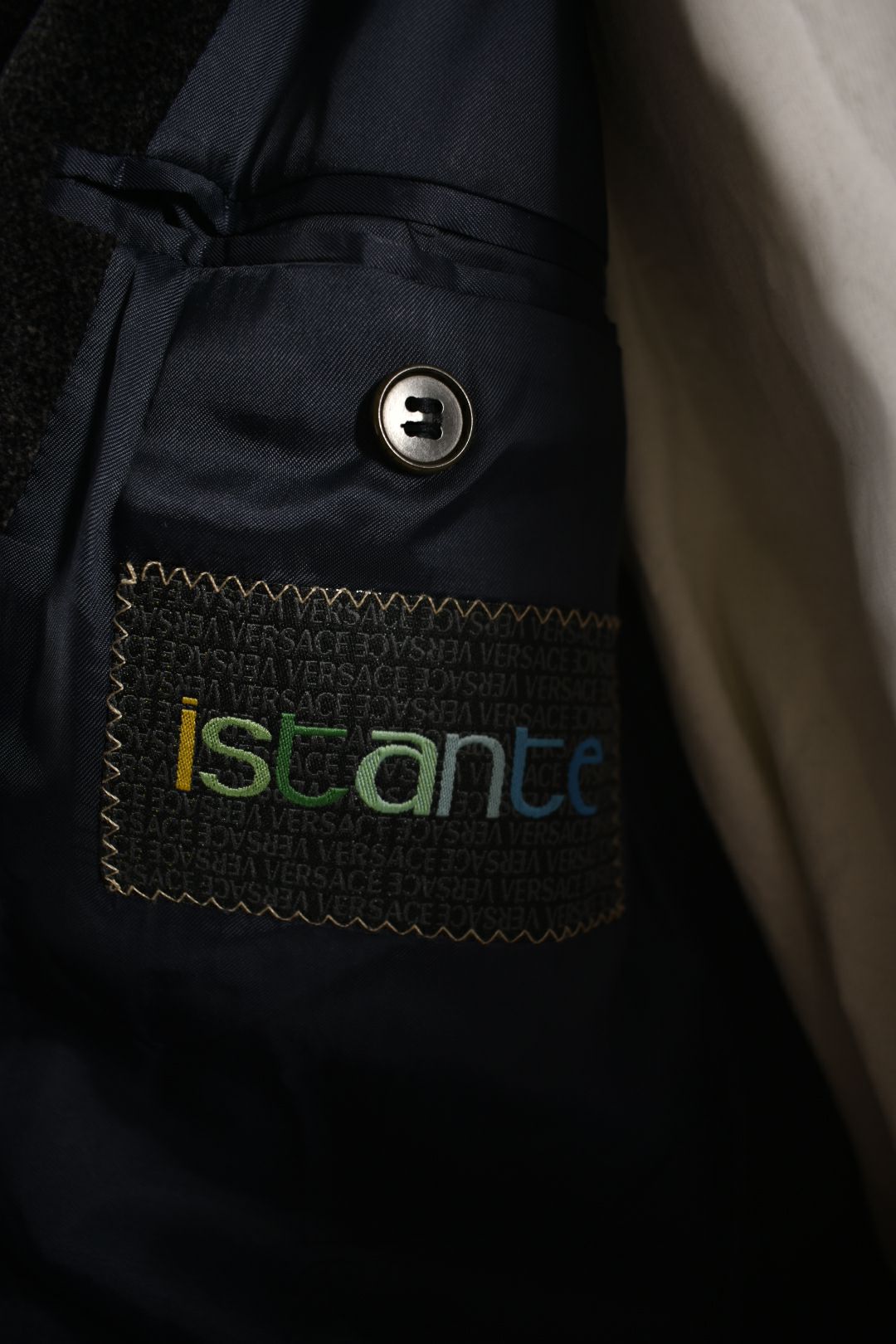 1990s ISTANTE Charcoal Grey Galaxy Cotton Velvet 3BTN Blazer 44T
