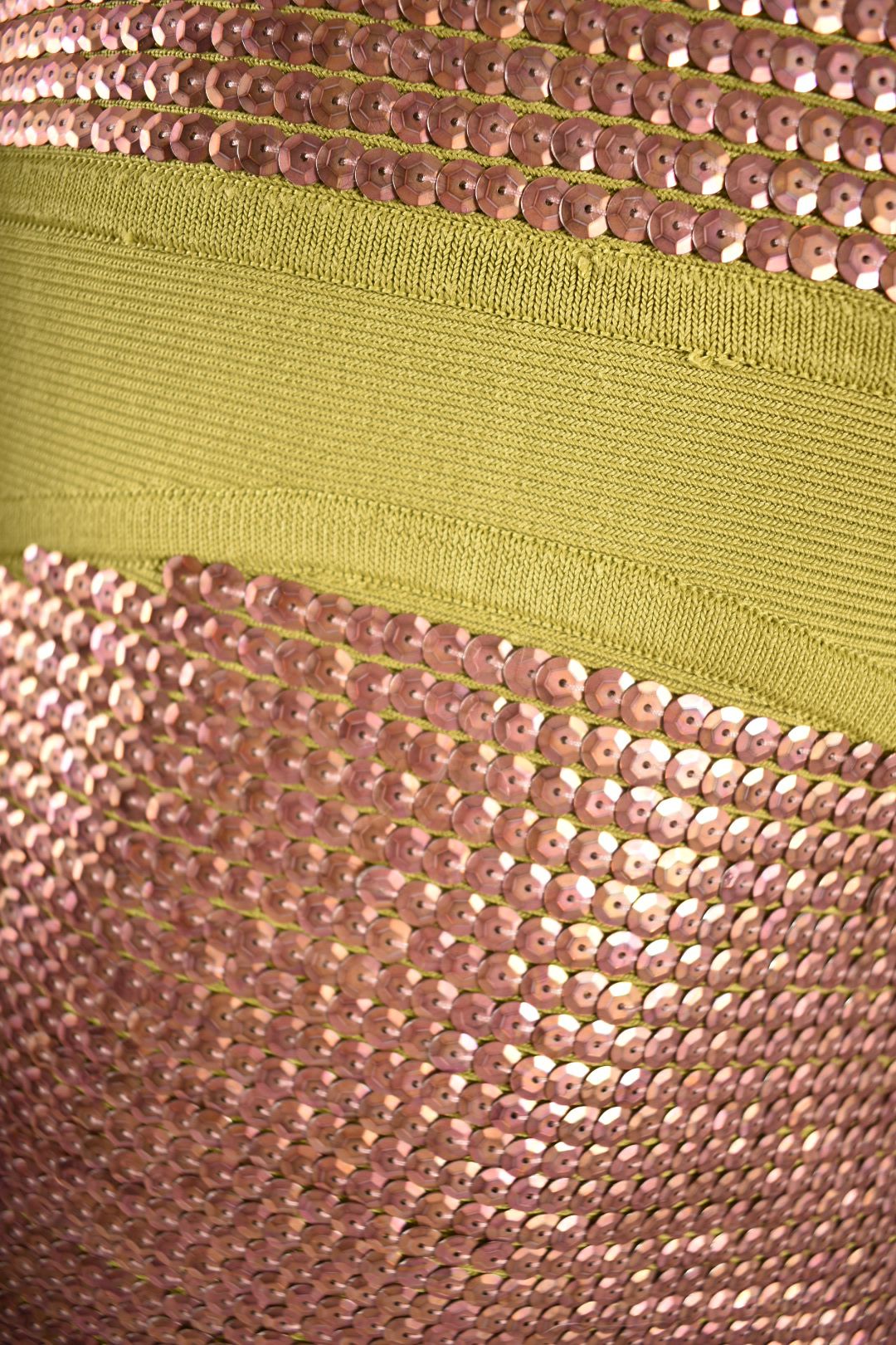 2000s HERVE LEGER Green Copper Sequin Bodycon Rayon Dress Small